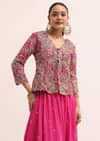 Navy Blue Embroidered Lehenga Set With Jacket