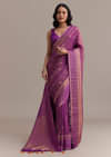 Blue Tissue Silk Saree With Chanderi Zari Weaving
