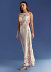 Pink Thread And Moti Work Jumpsuit With Waist Belt