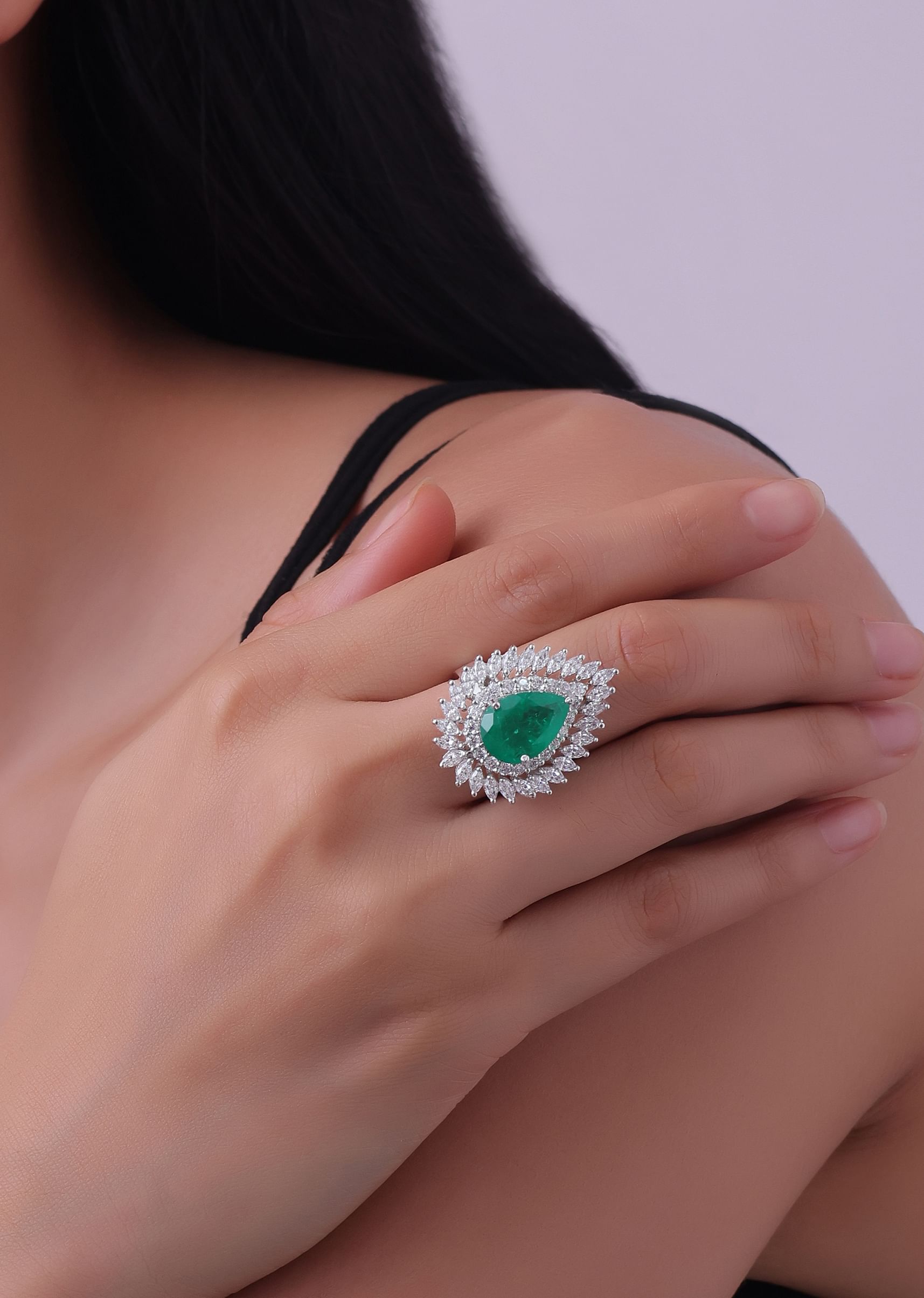 Silver pear ring store