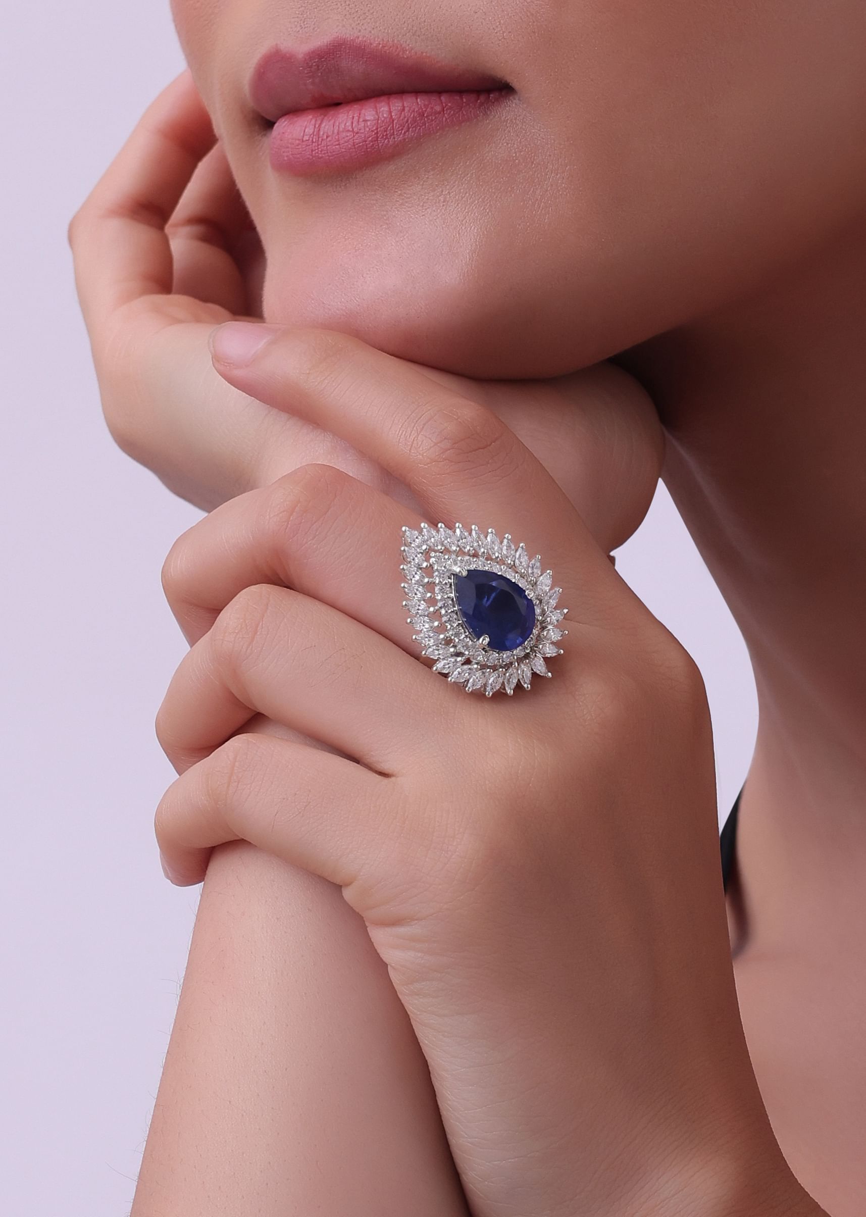 Pear shaped sterling silver ring deals