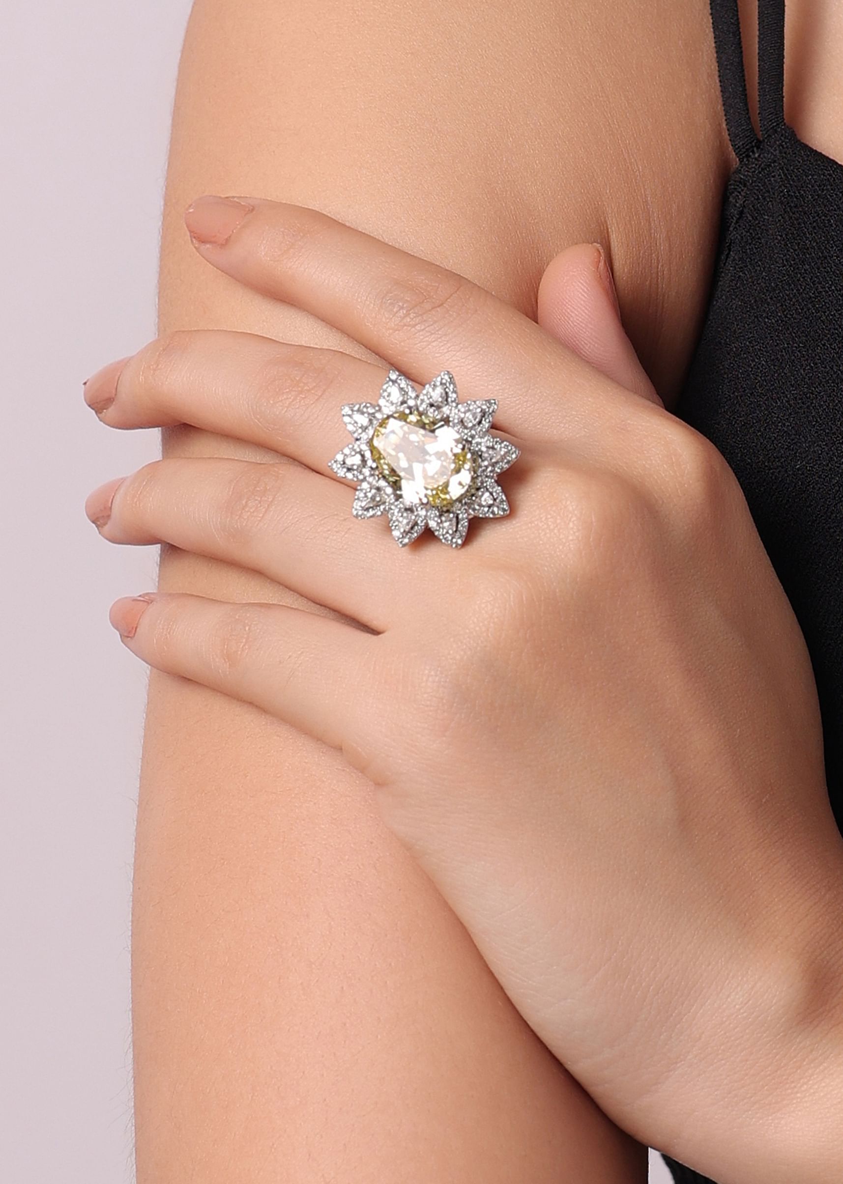 Buy 92.5 Sterling Silver Ring Embedded With Yellow Stone And