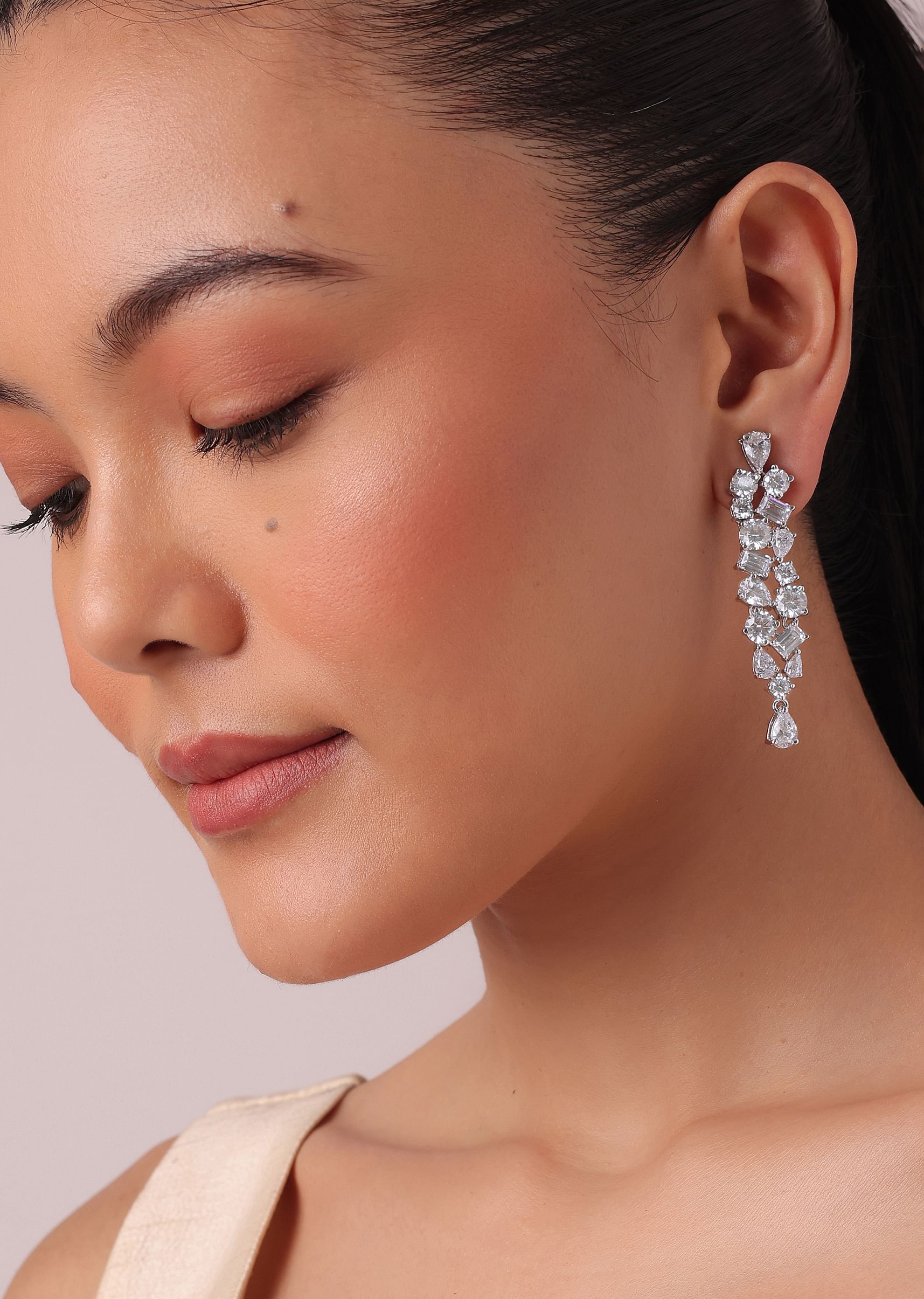 Buy 92.5 Sterling Silver Swarovski Studded Danglers