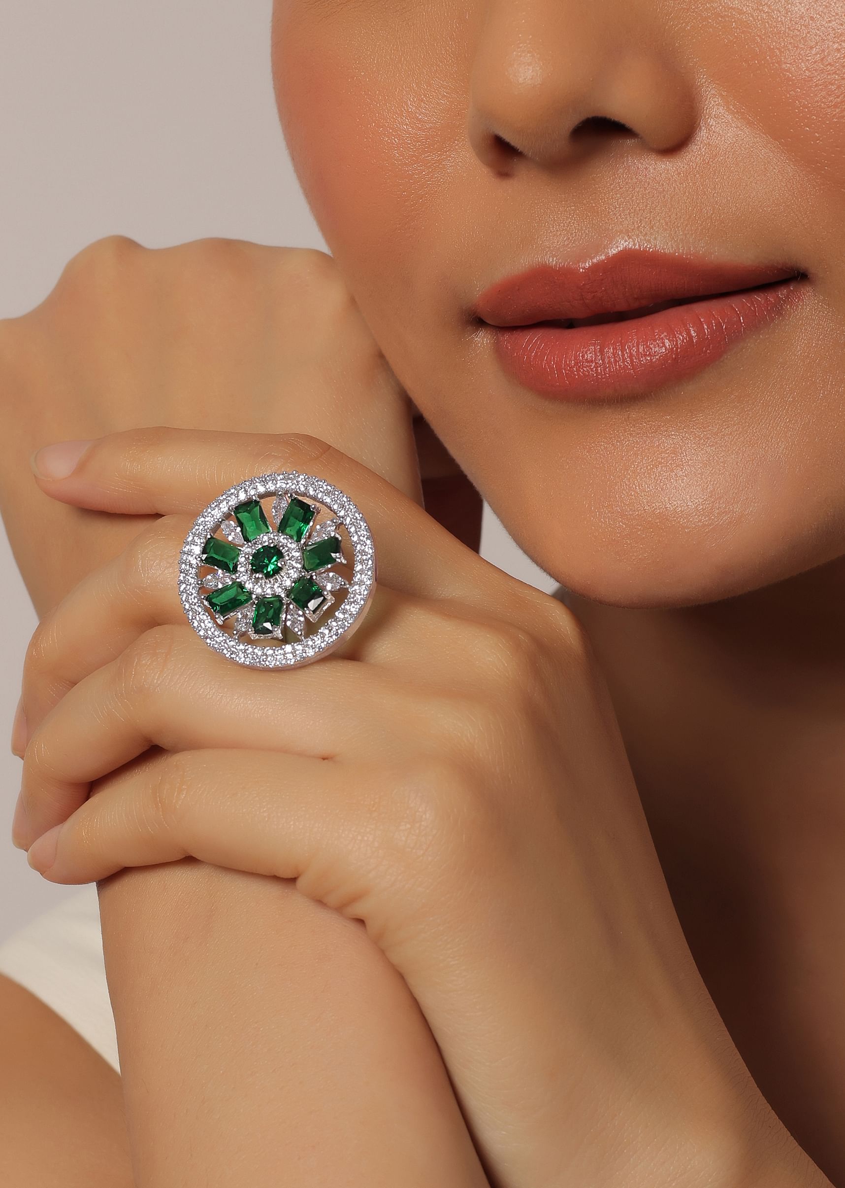 Buy Dazzling Diamonds Ruby Cocktail Ring KALKI Fashion Global