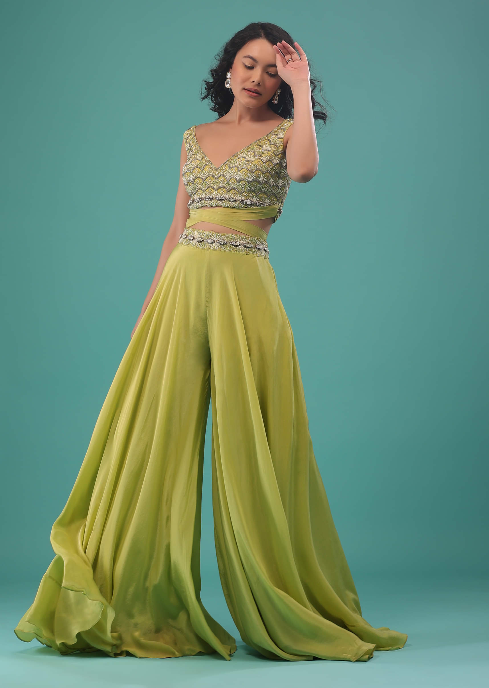 Crop top and palazzo ethnic online shop