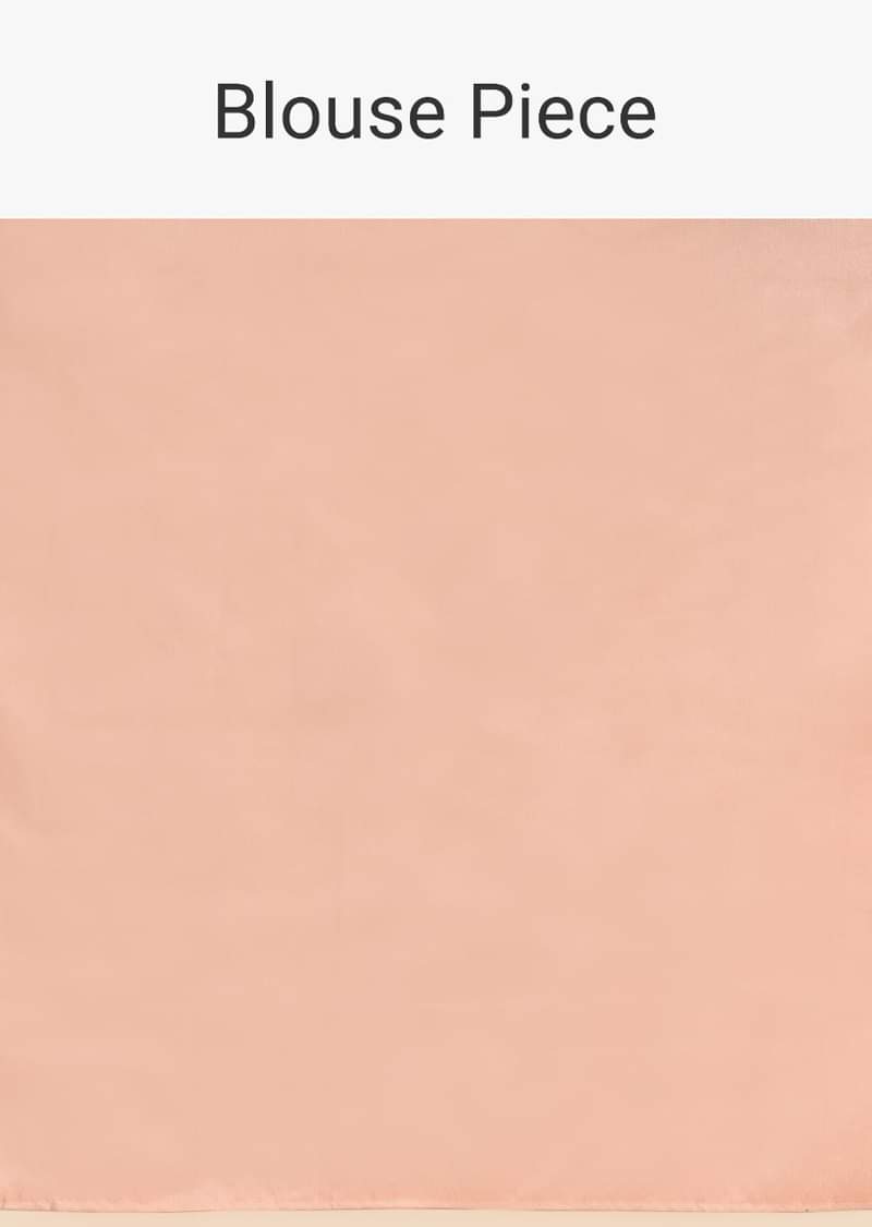 Baby Pink Saree In Organza With Floral Print All Over And Scalloped Resham Border Along With Unstitched Blouse