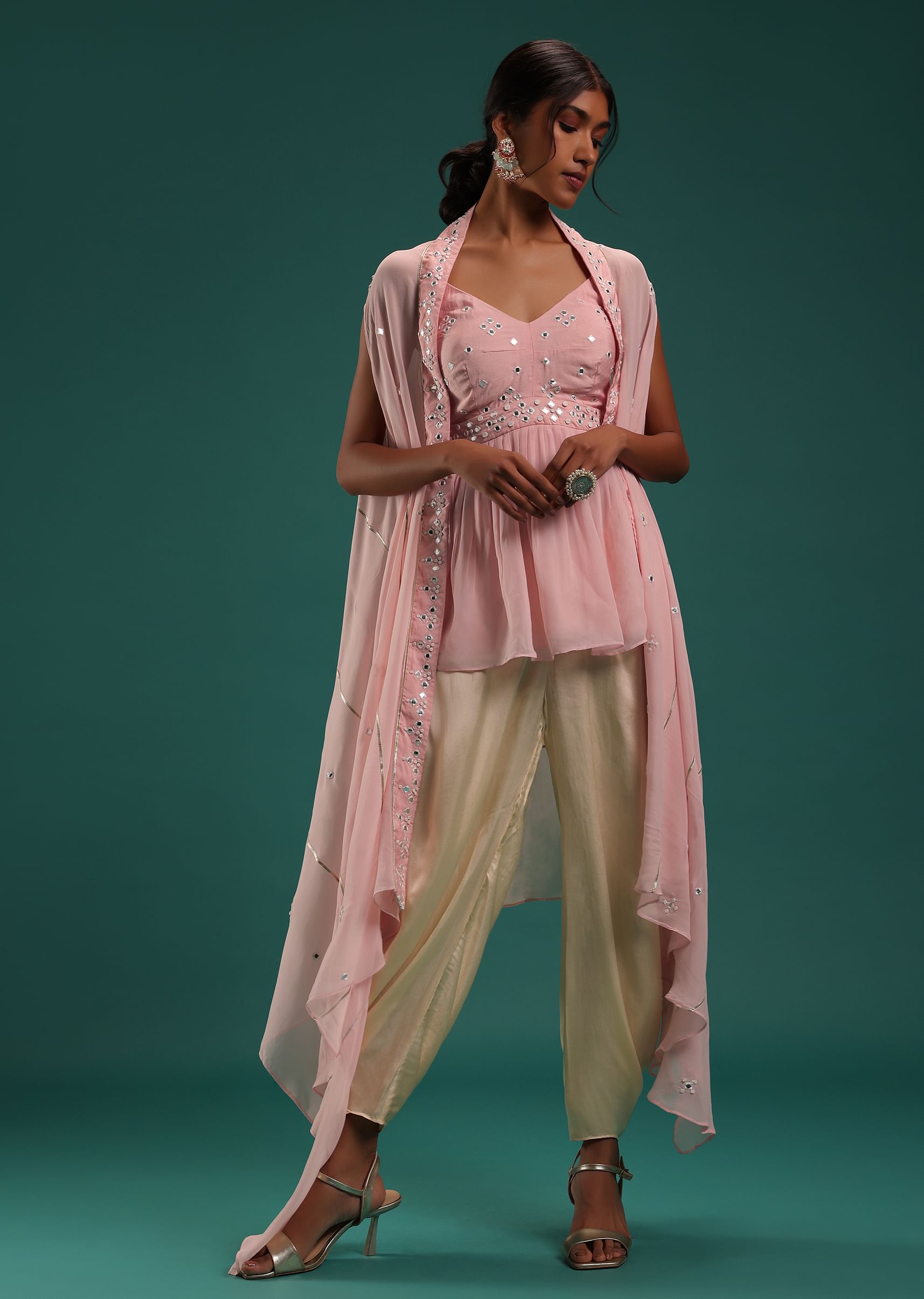 Pale pink peplum top discount
