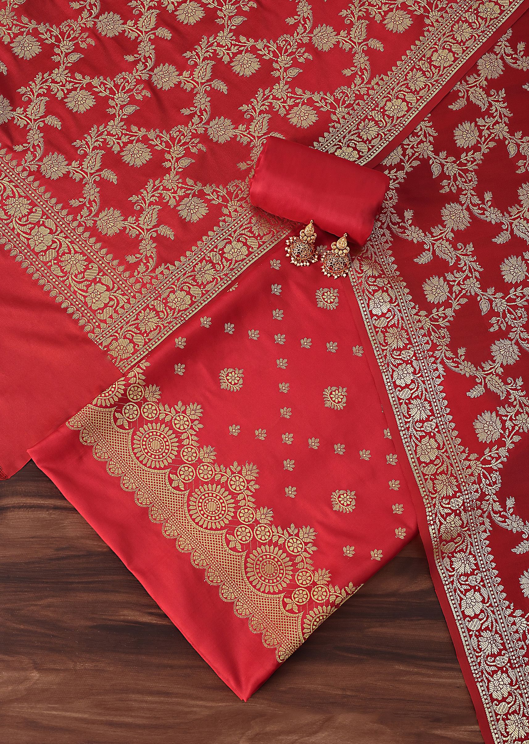 Red banarasi dress hotsell