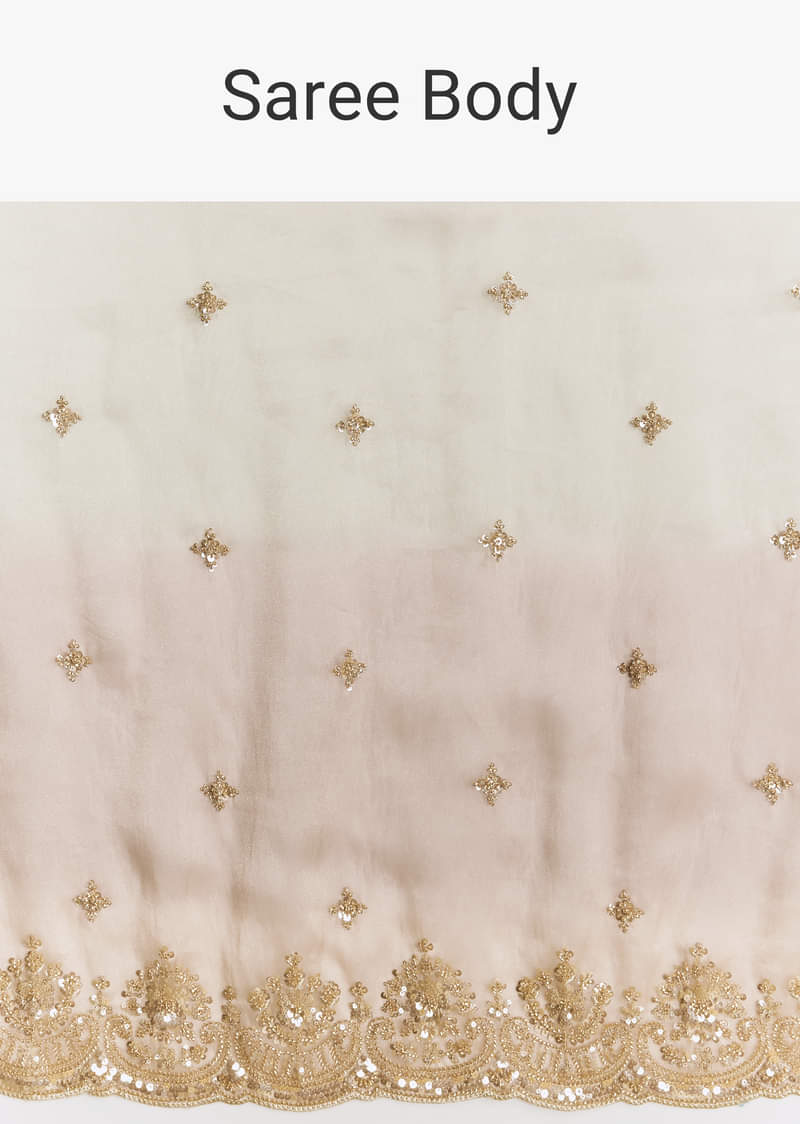 Beige Shaded Tissue Saree With Sequins Beads And Cutdana