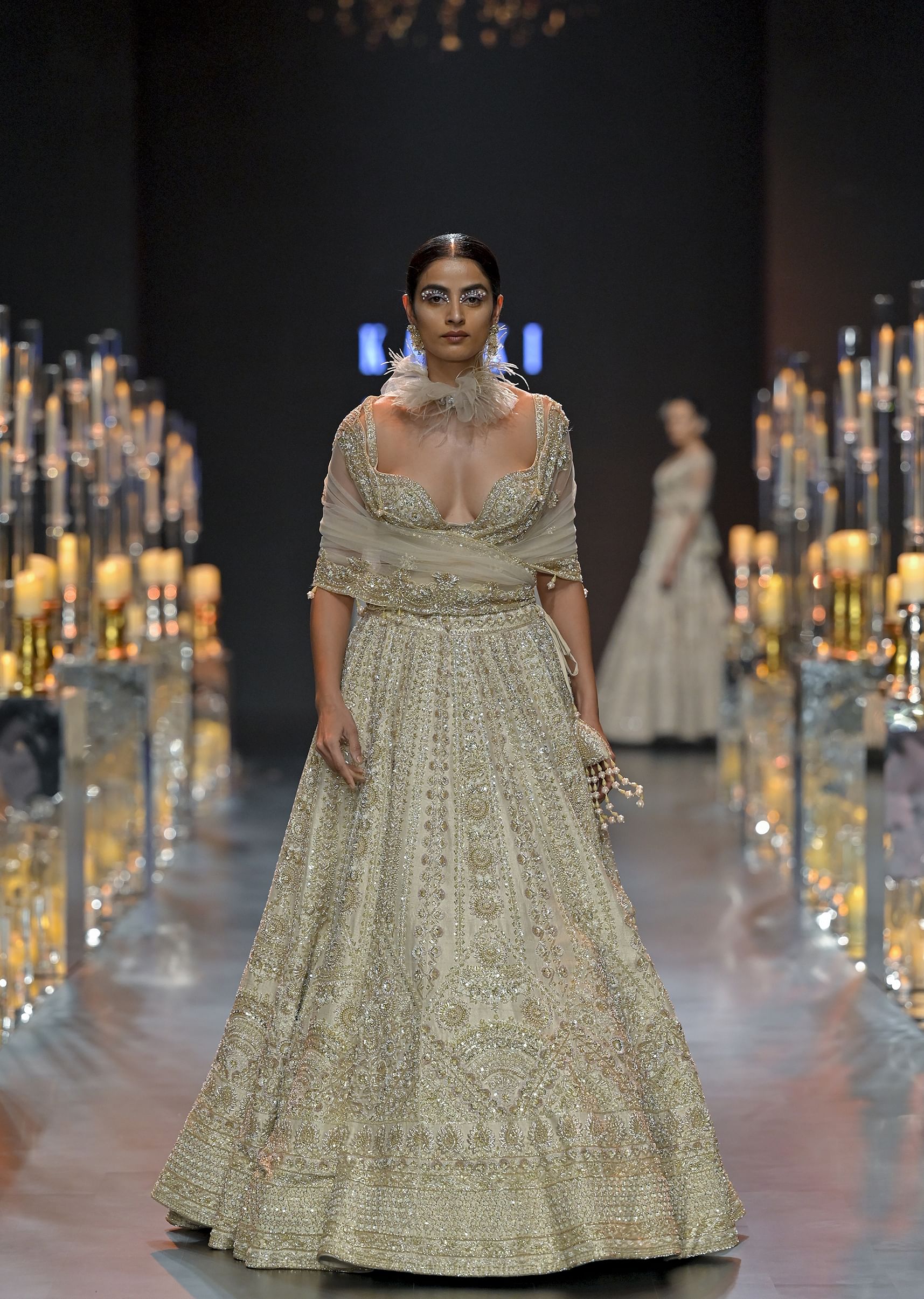 Buy Beige Bridal Lehenga Set In Raw Silk With Corset Bodice And Heavy Embroidery