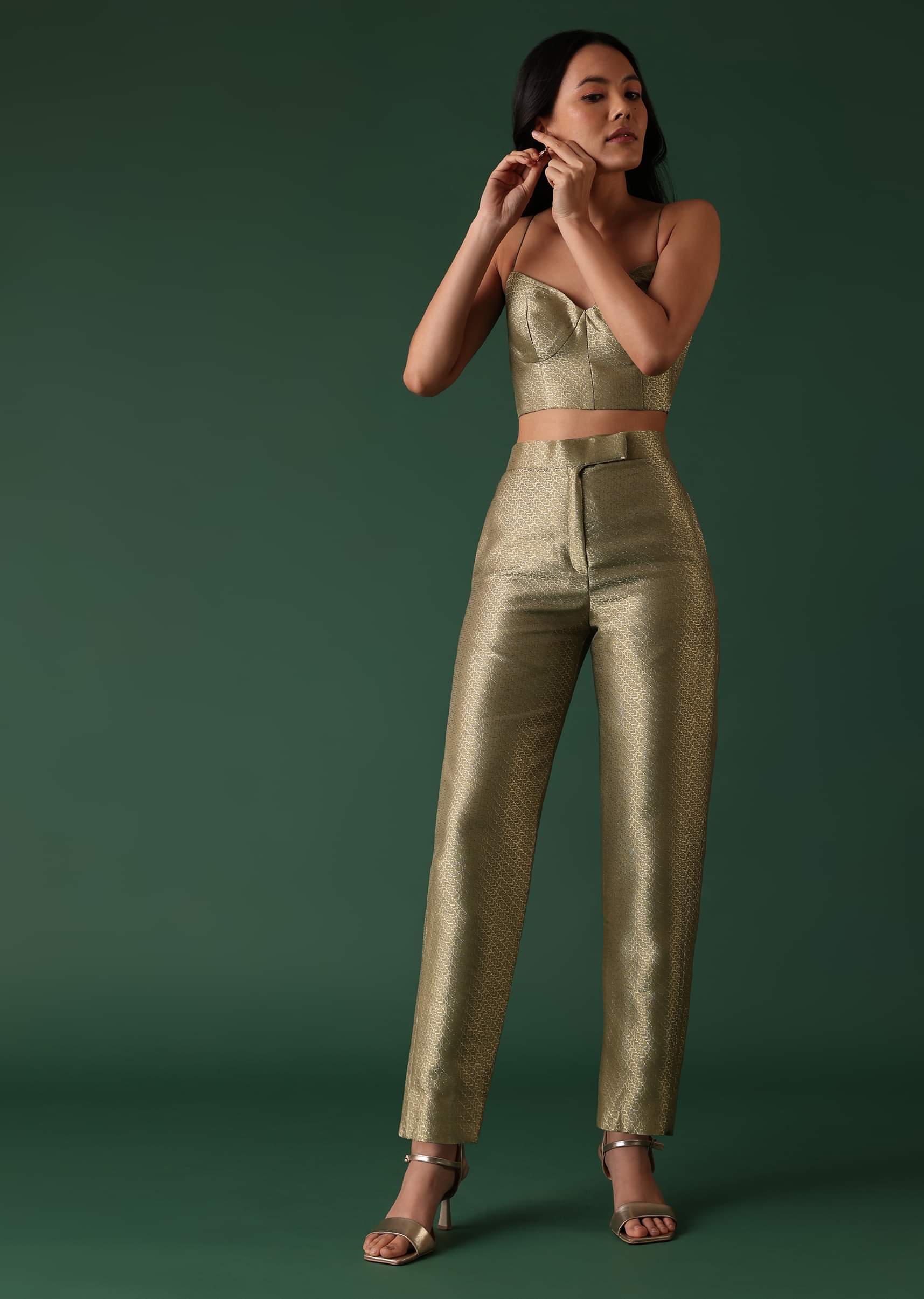 Crop top with pants and jacket new arrivals