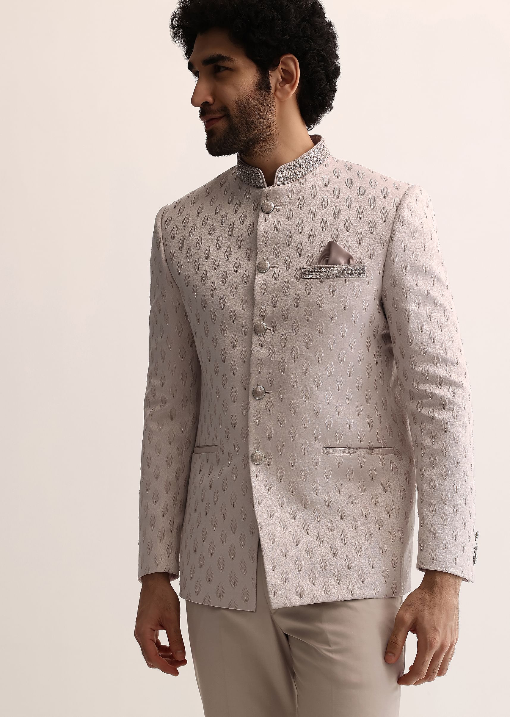 Buy Beige Jodhpuri Suit With Self Work Embroidery For Men KALKI Fashion India