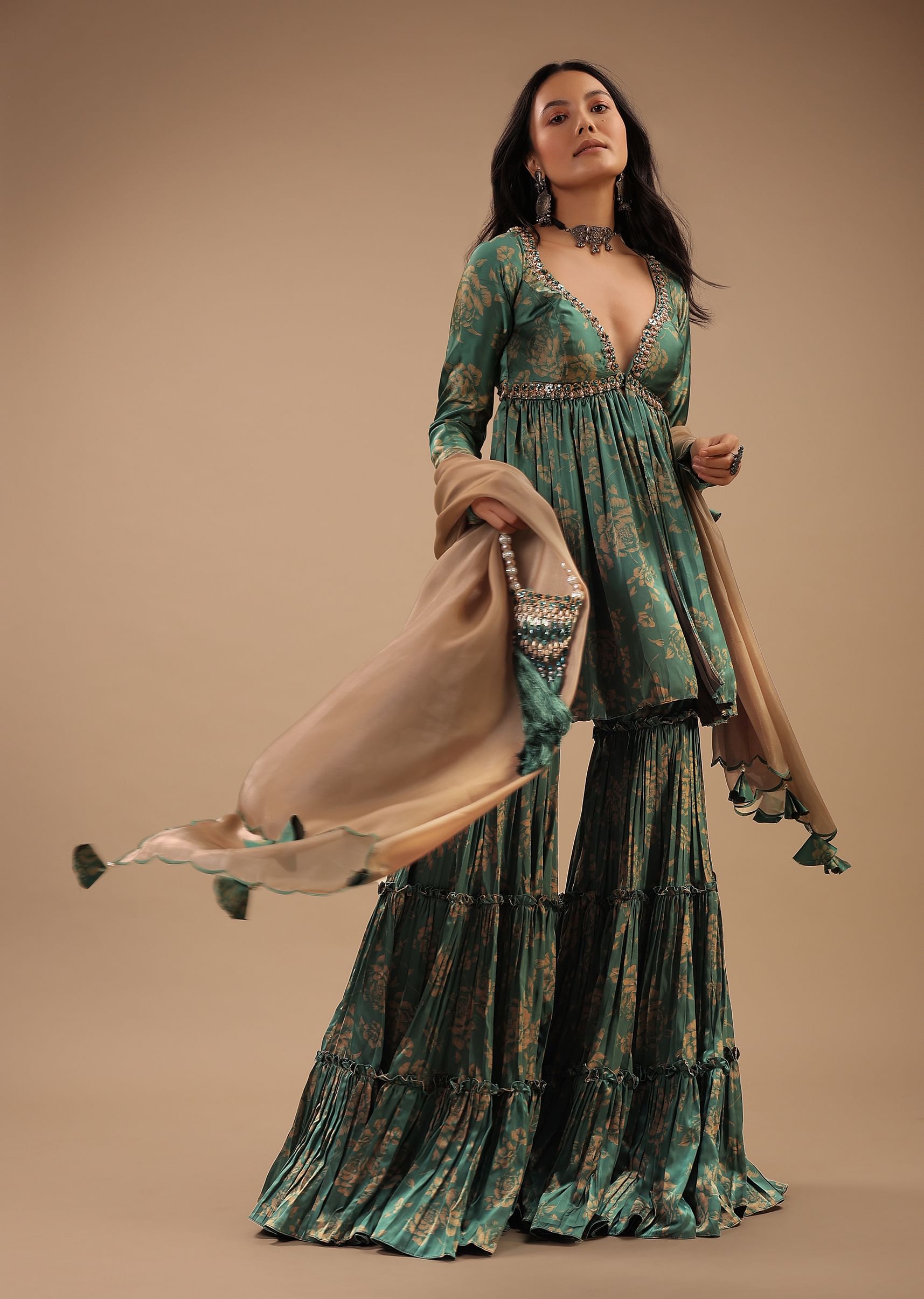 Peplum dress with sharara shop