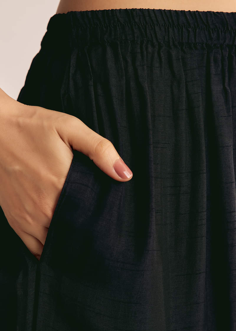 Black Zardosi Work Dola Silk Kurta Set With Organza Dupatta