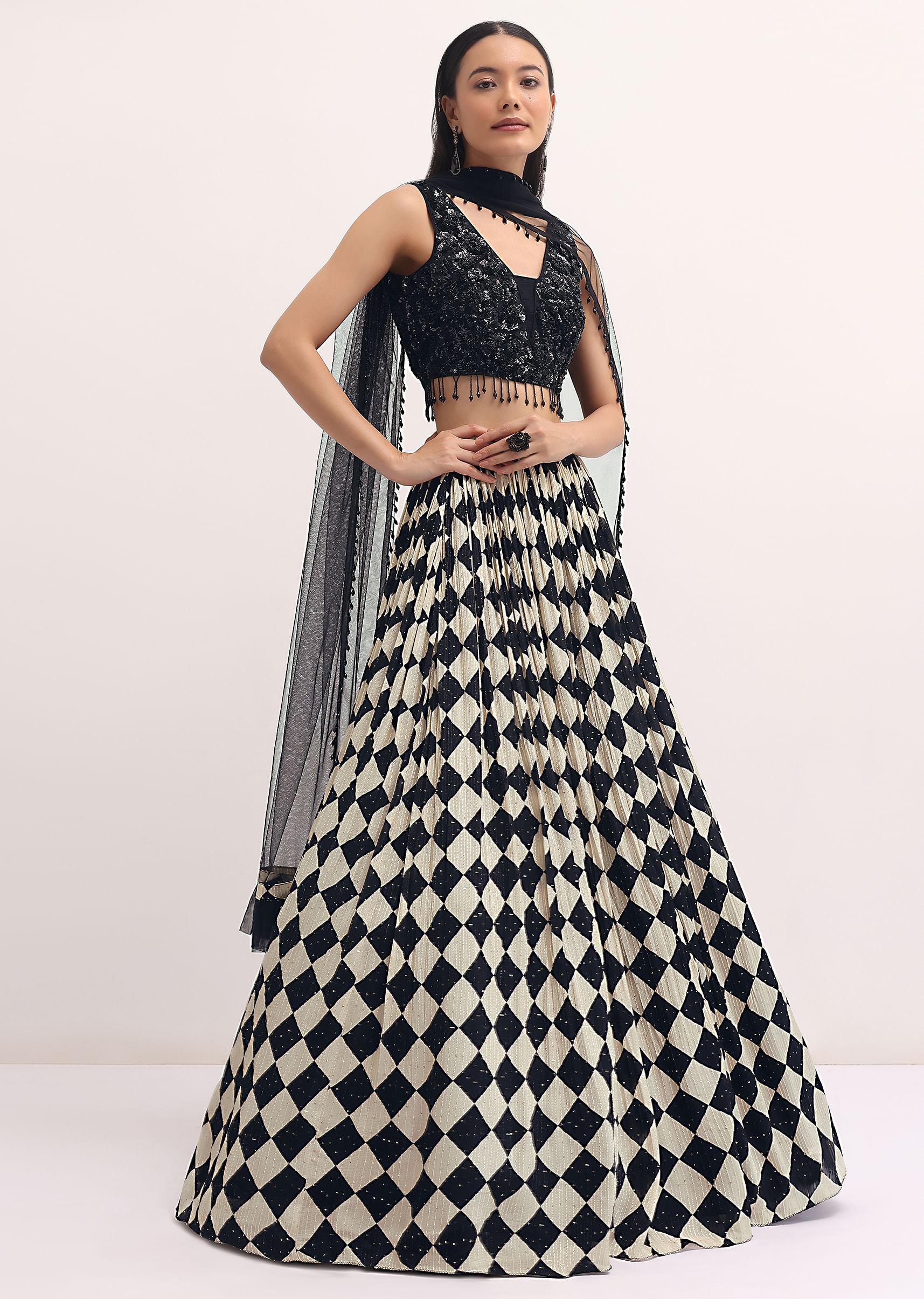 Black and white lehenga dress outlet