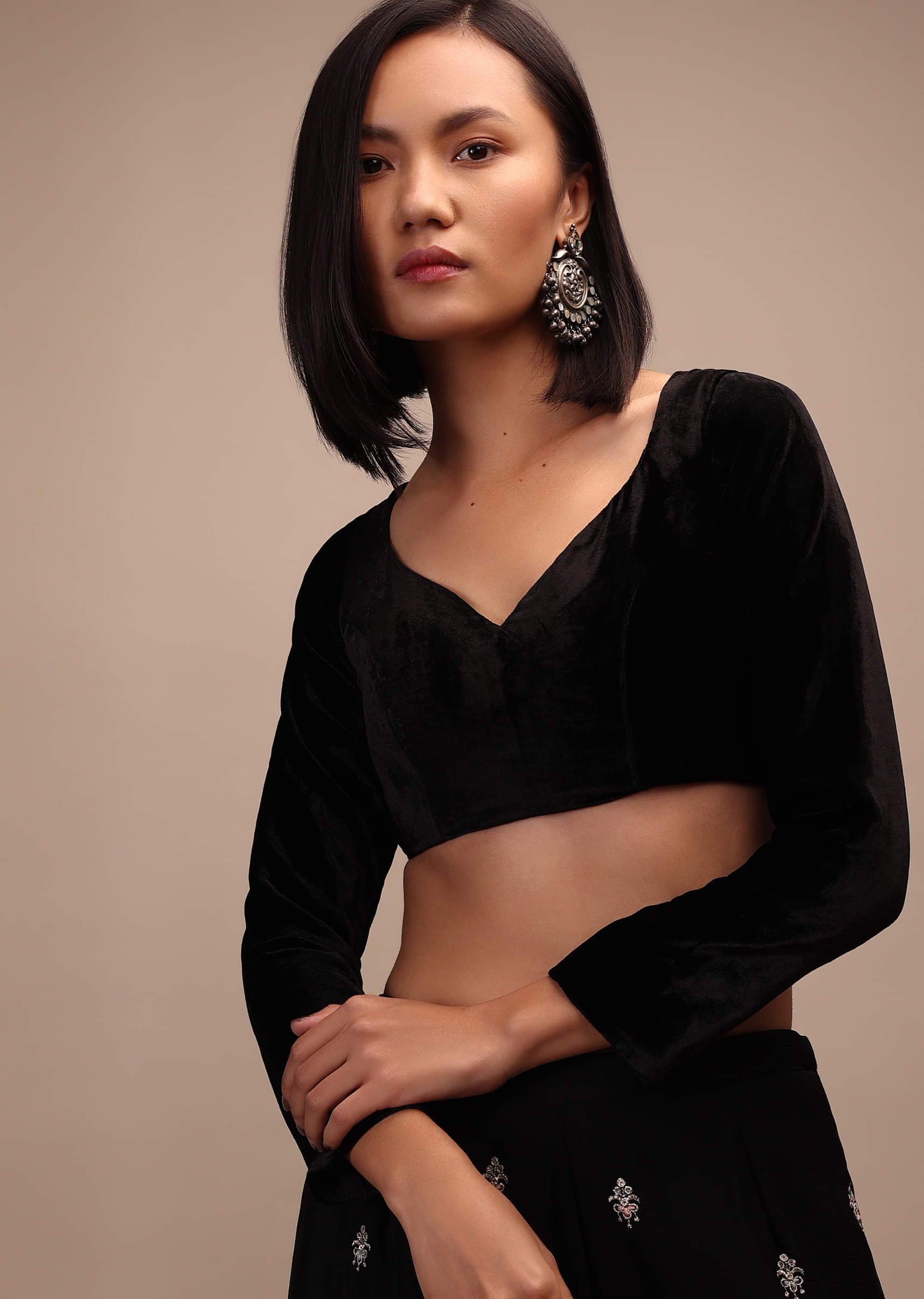 V-Neck, Double Layer Chiffon, Top with Split Sleeve | Last