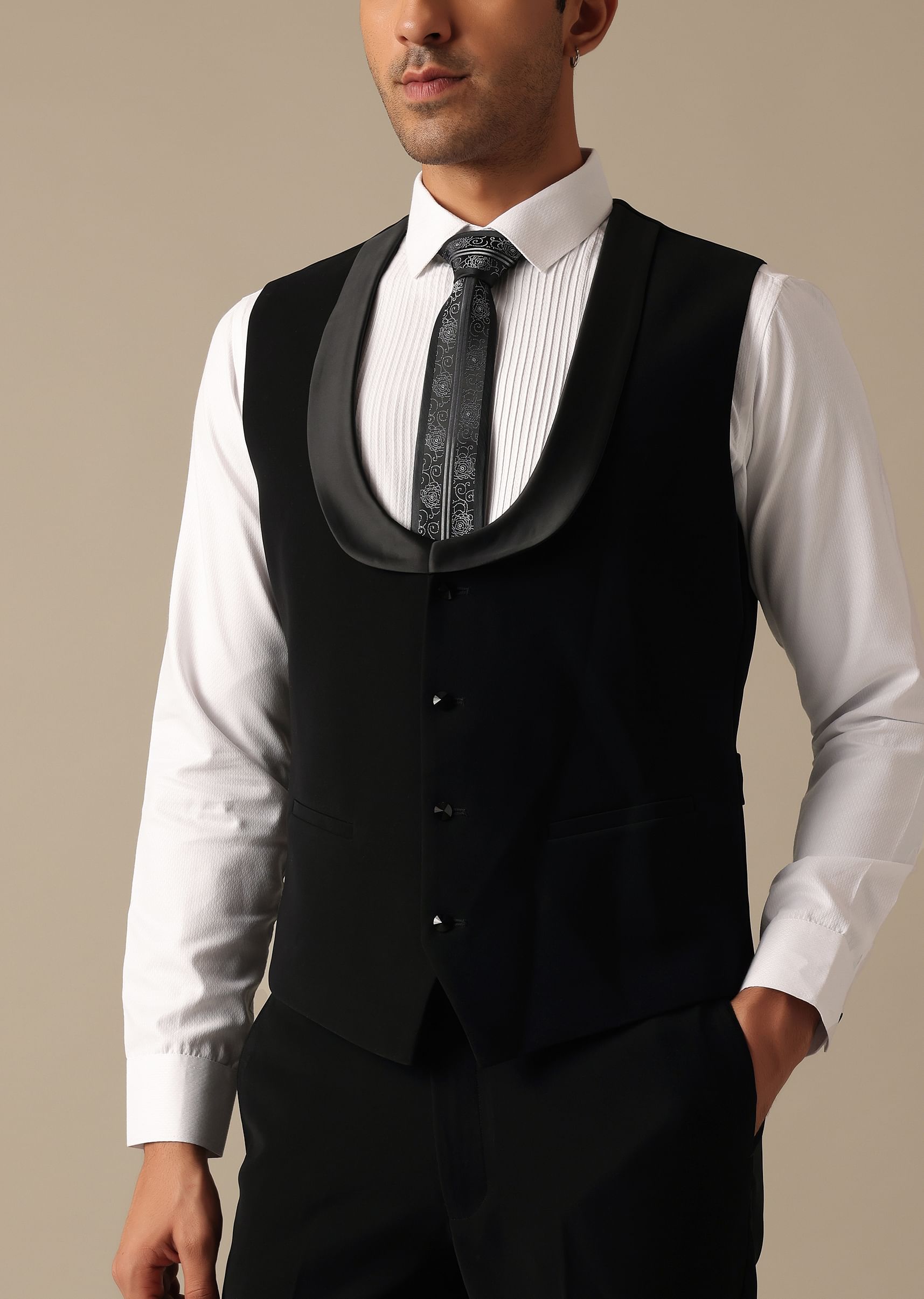 Buy Black Blazer And Pant Set Tuxedo With Cutwork Detail