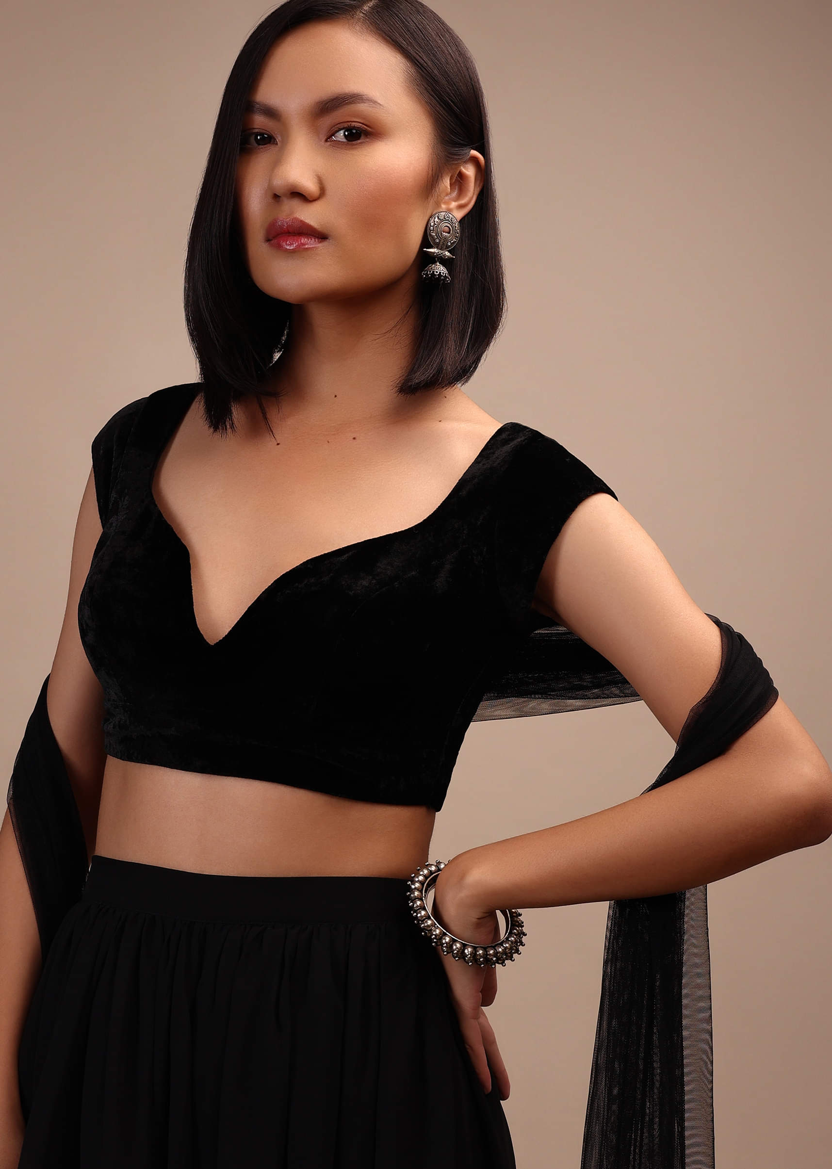 トップス Acka sheer over flare blouse Acka sheer over flare blouse（Buy Black Cap Sleeves Blouse