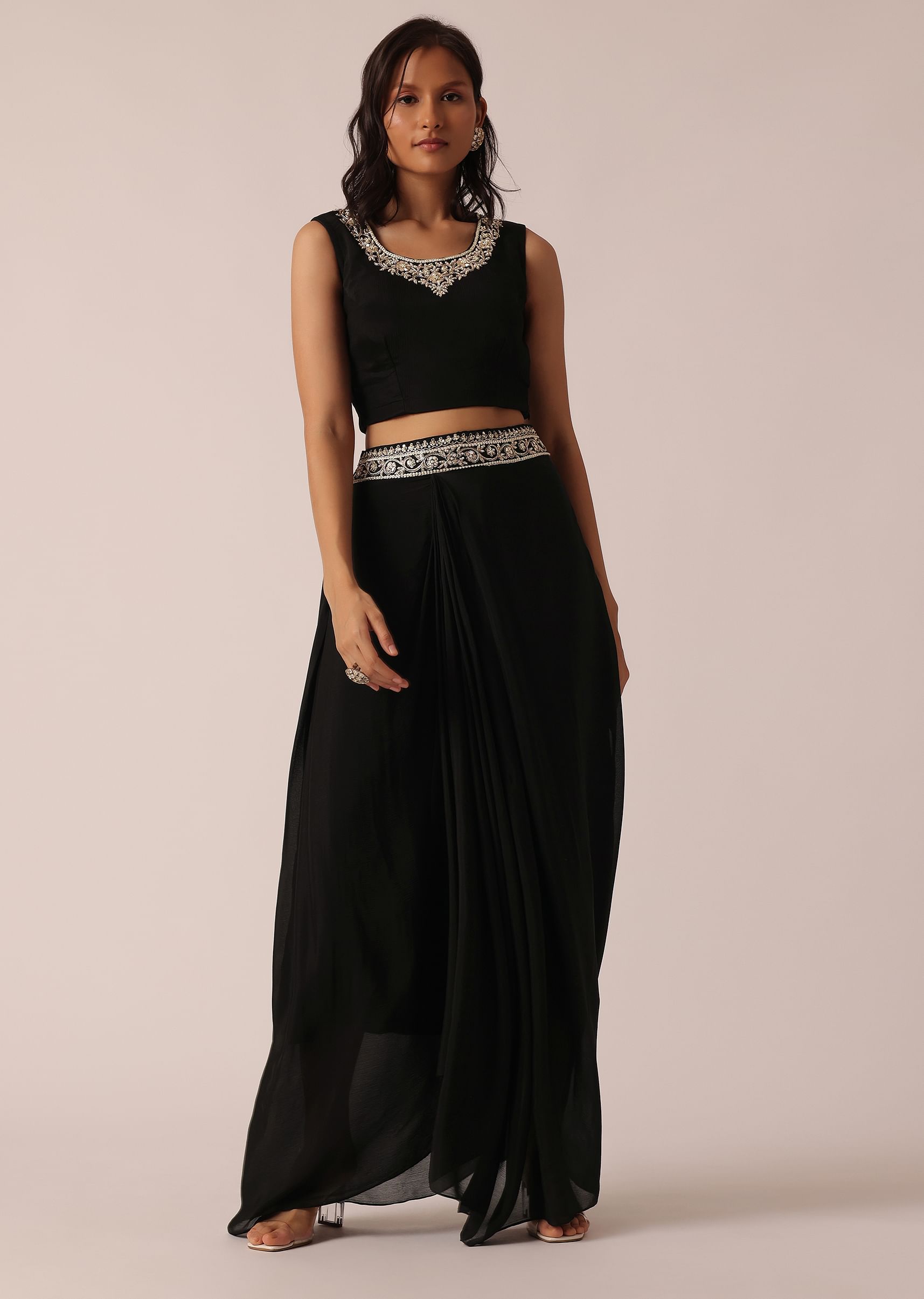 Long black chiffon jacket hot sale