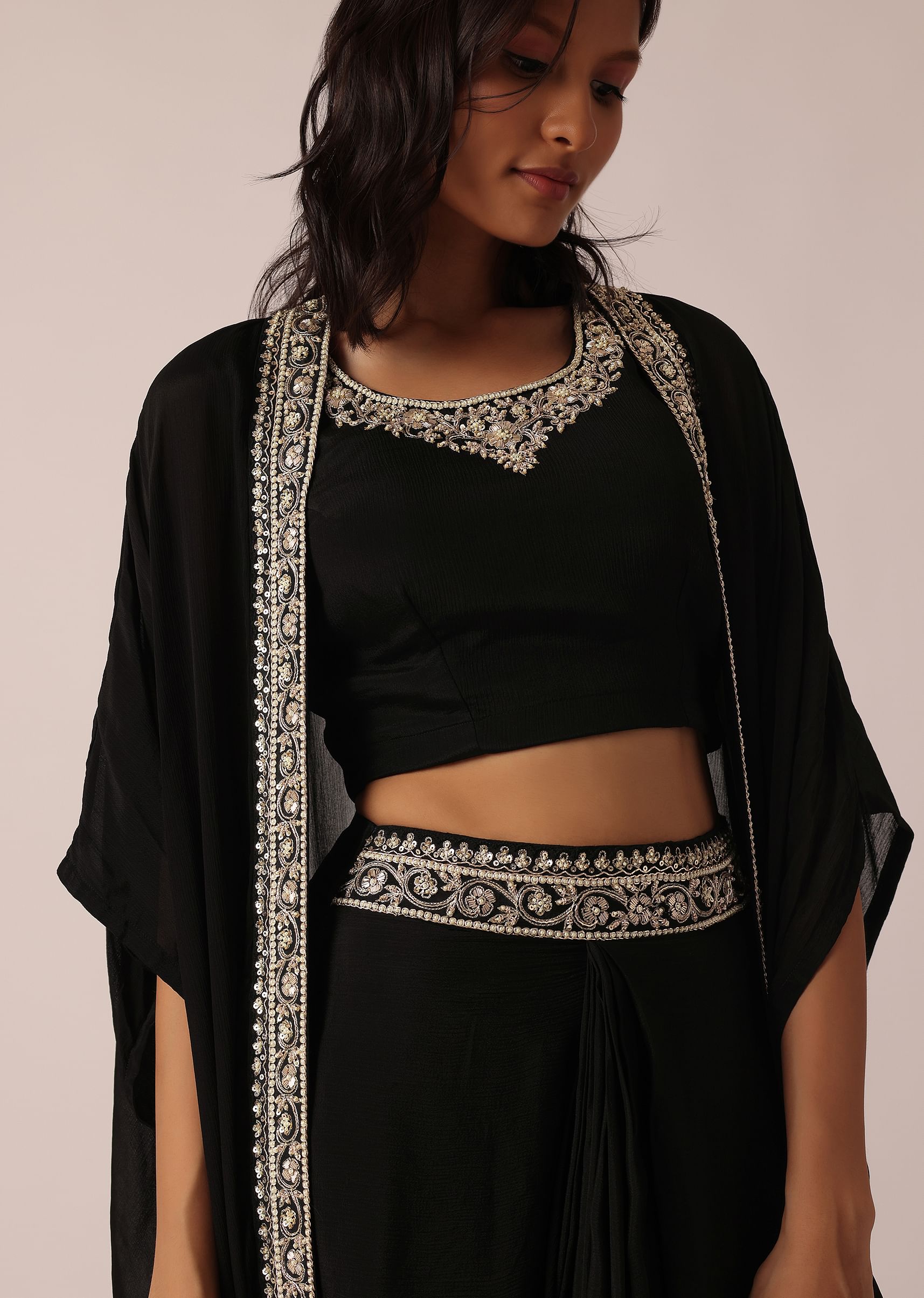 Long black chiffon jacket store