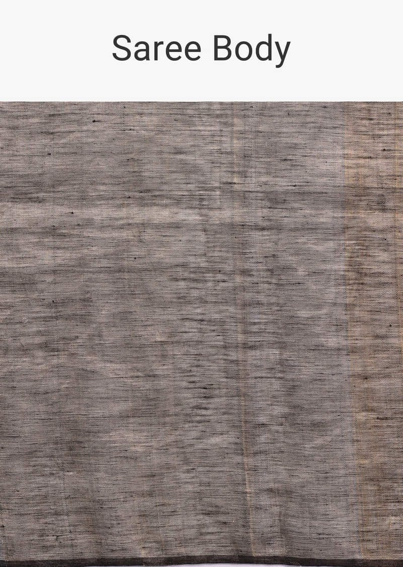 Black Color Block Linen Tissue Woven Saree