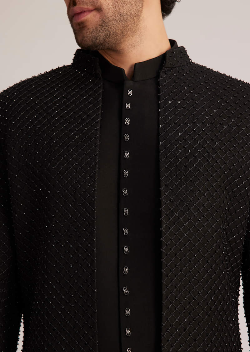 Buy Black Embellished Bandhgala Suit