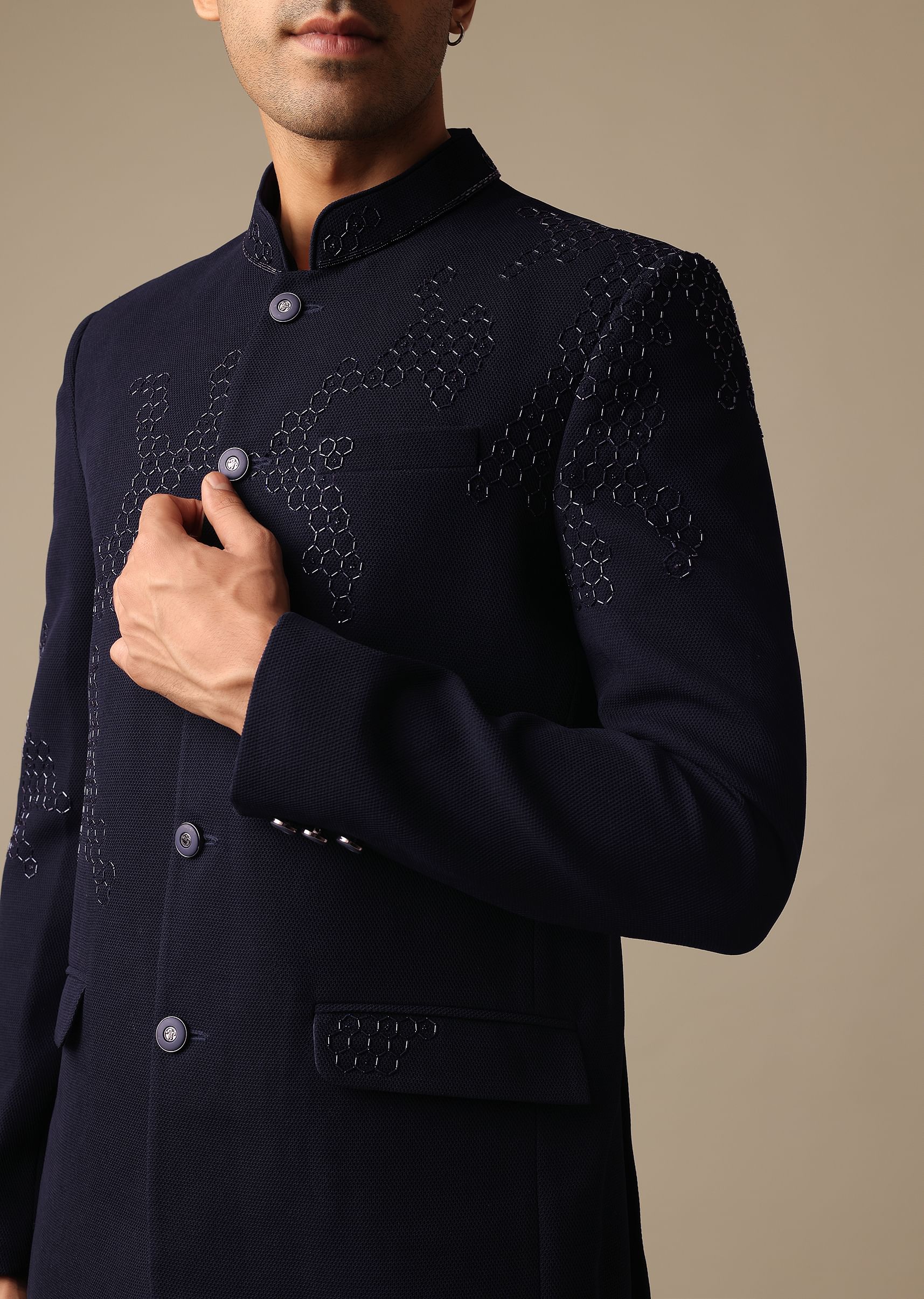 Buy Blue Embroidered Bandhgala Jodhpuri Suit