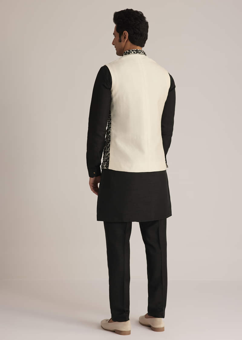 Black Embroidered Nehru Jacket Set