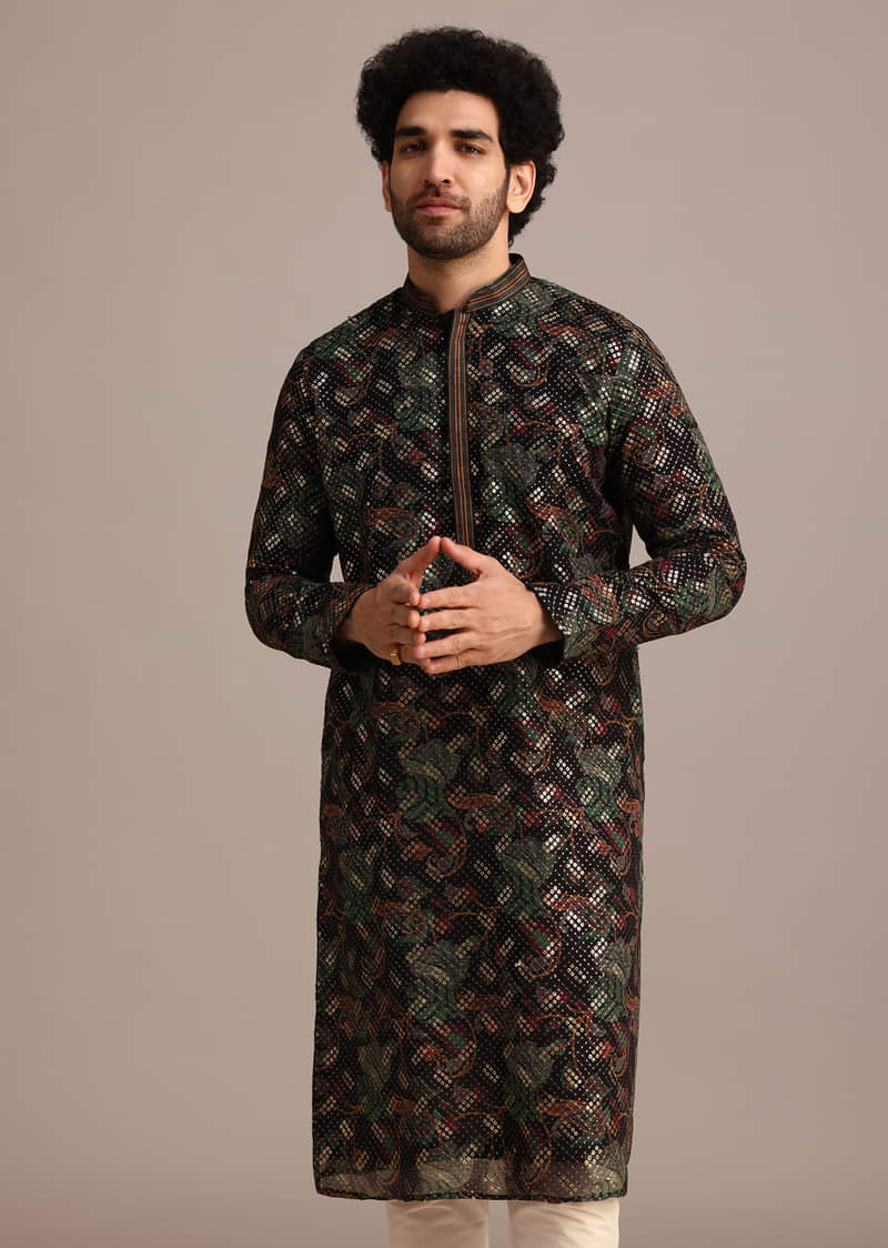 Black Georgette Sequin Work Kurta Set