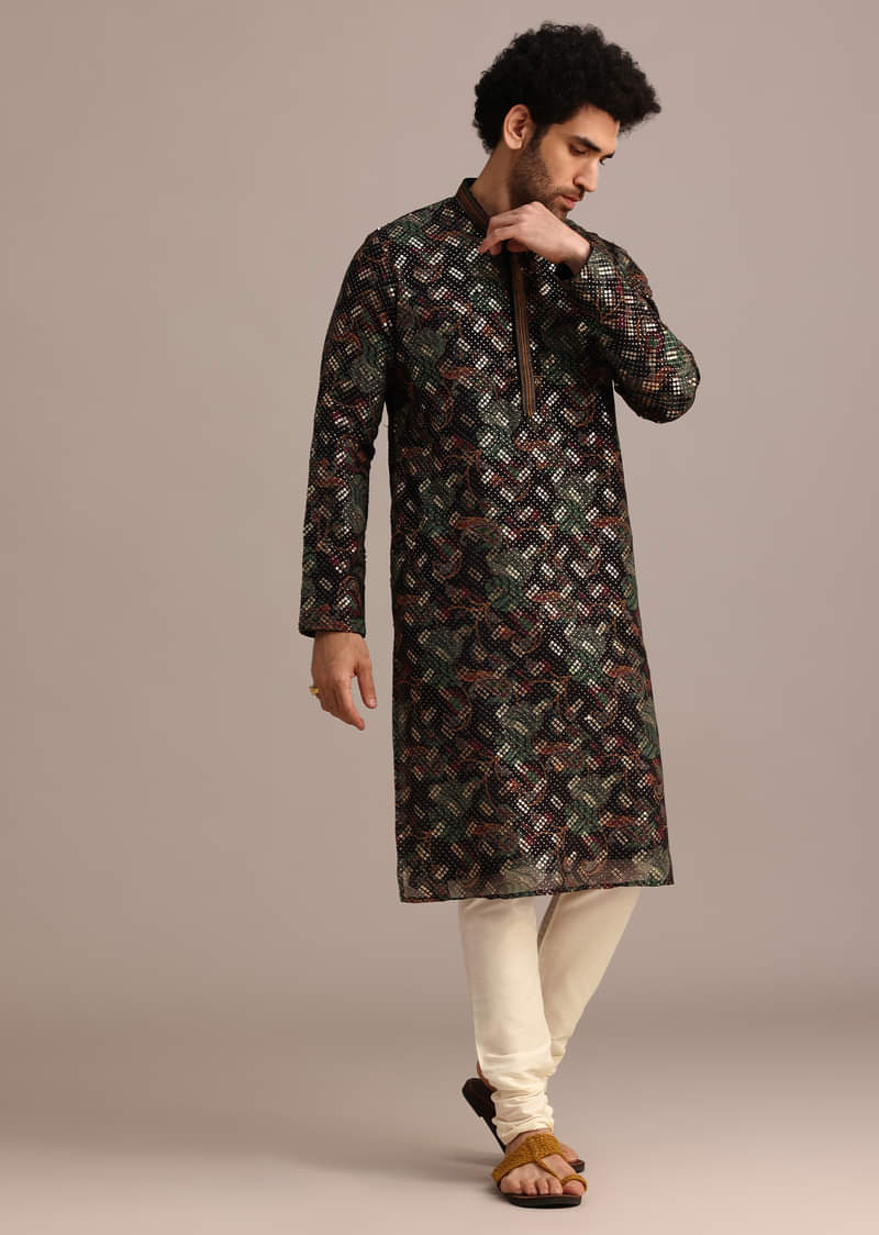 Black Georgette Sequin Work Kurta Set