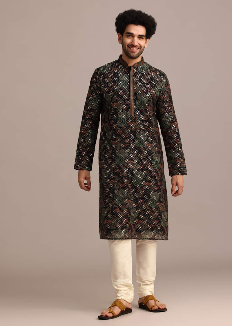 Black Georgette Sequin Work Kurta Set