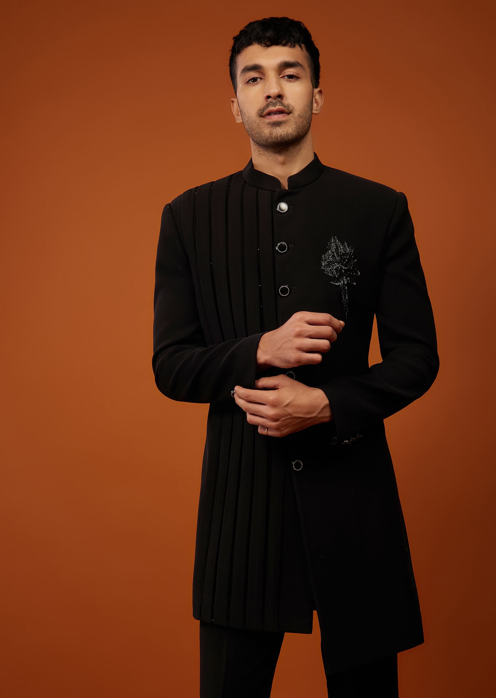 Indo western sherwani black discount