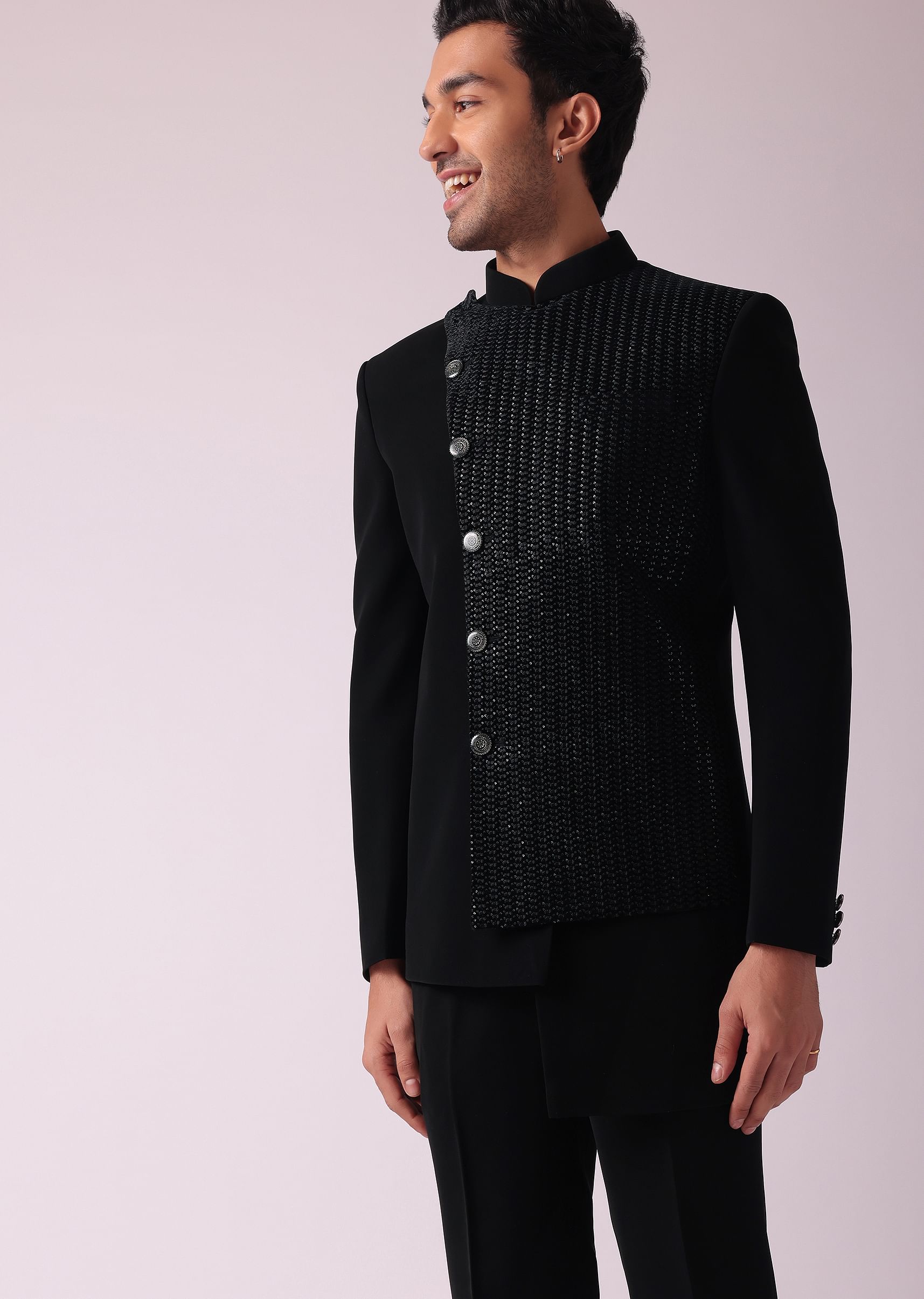 Black jodhpuri indo western online