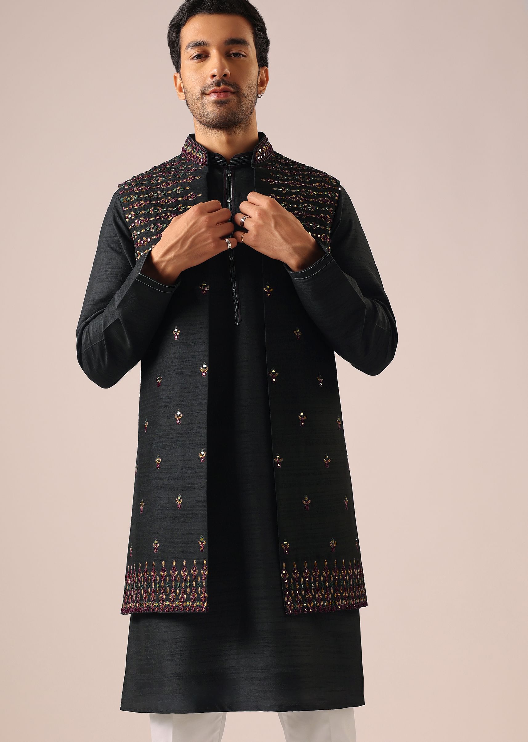 Black kurta with koti best sale