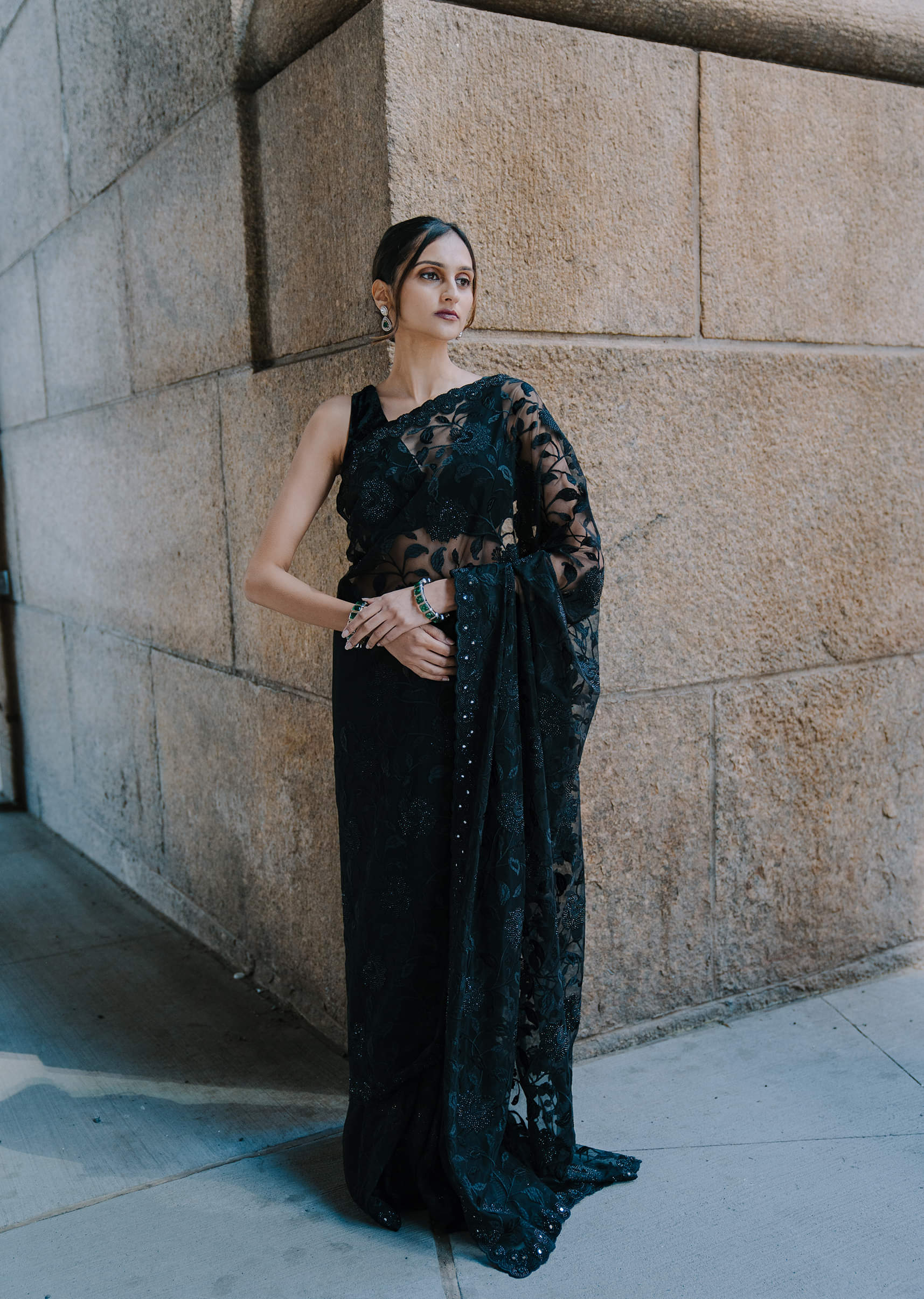 Black traditional saree store