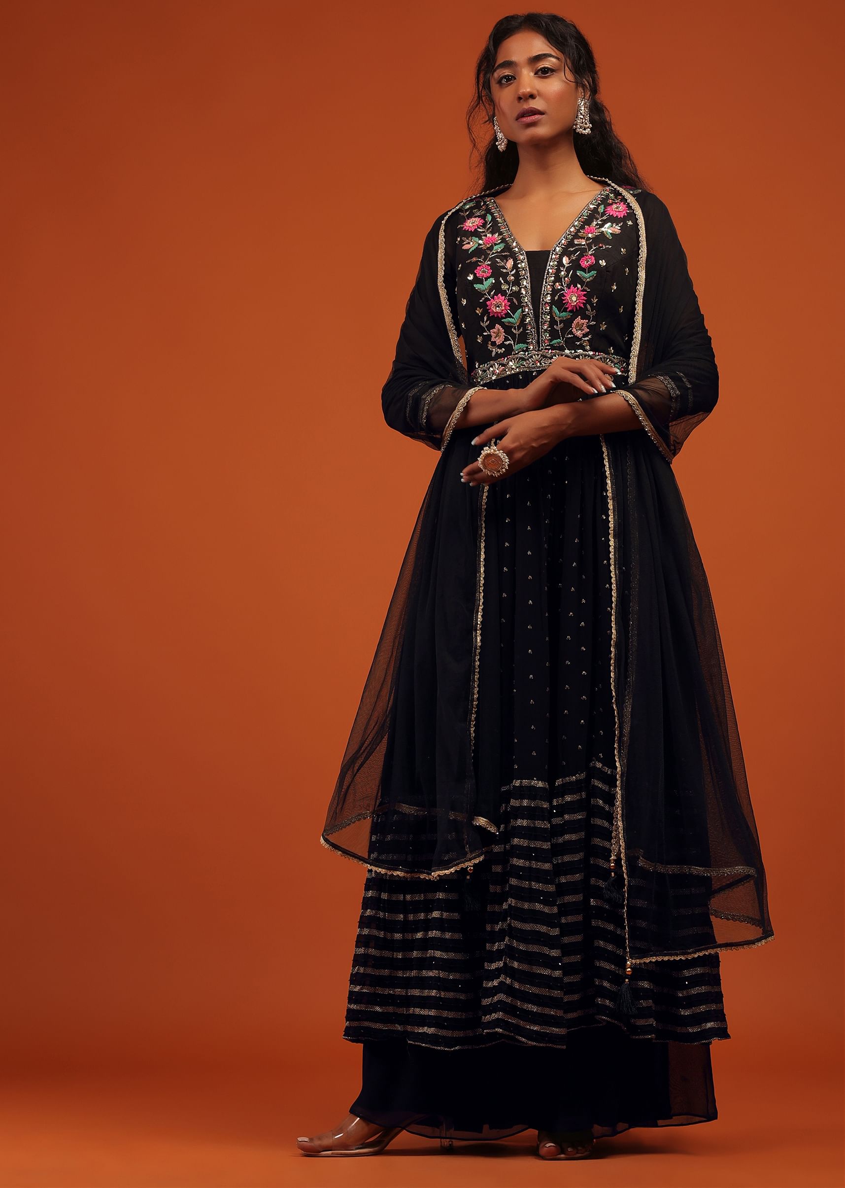 Buy Black Georgette Palazzo Suit Online
