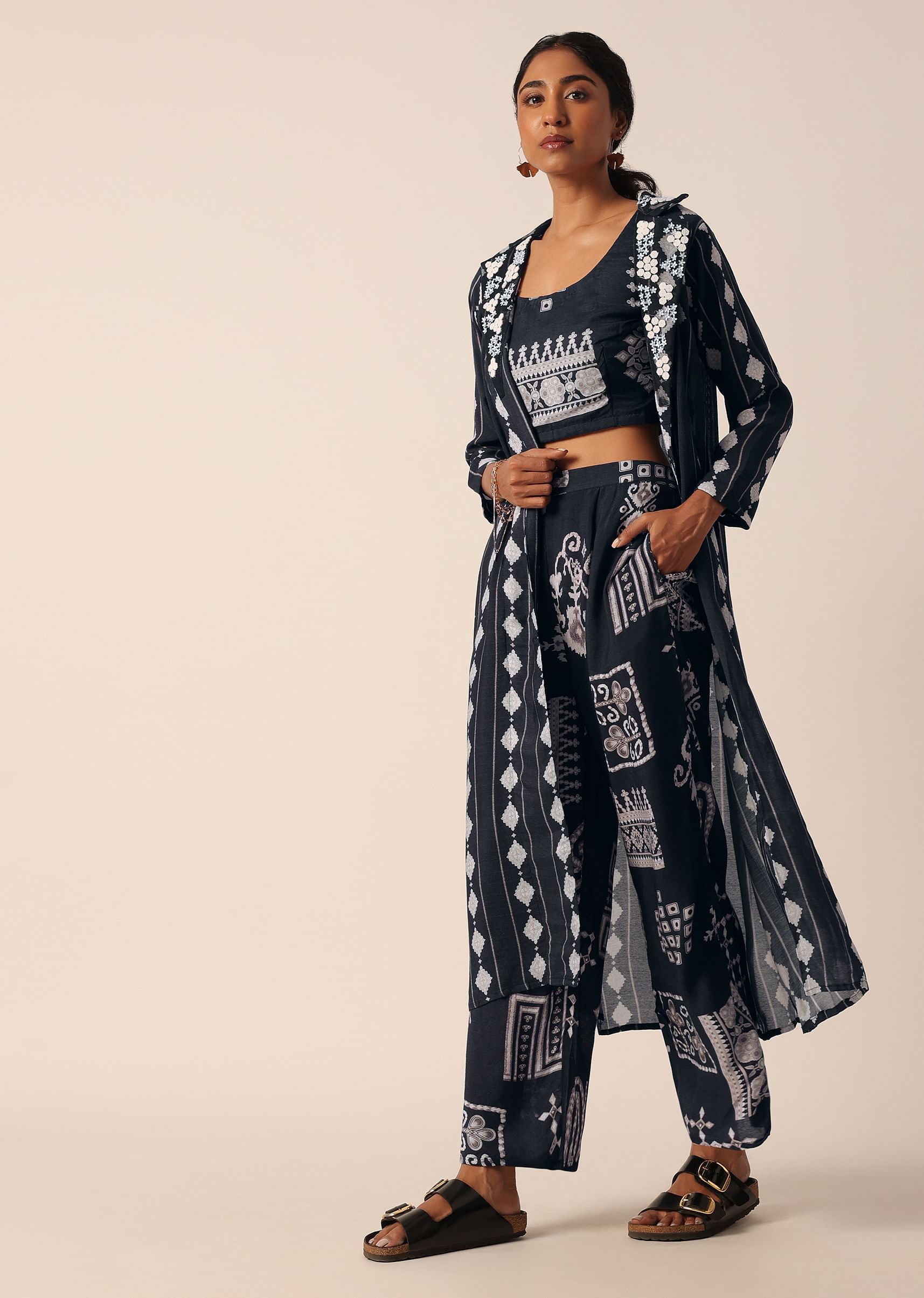 Long jacket with pants deals