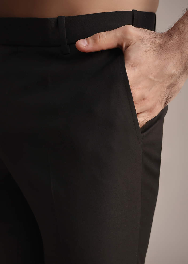 Black Rayon Angrakha Jodhpuri Suit
