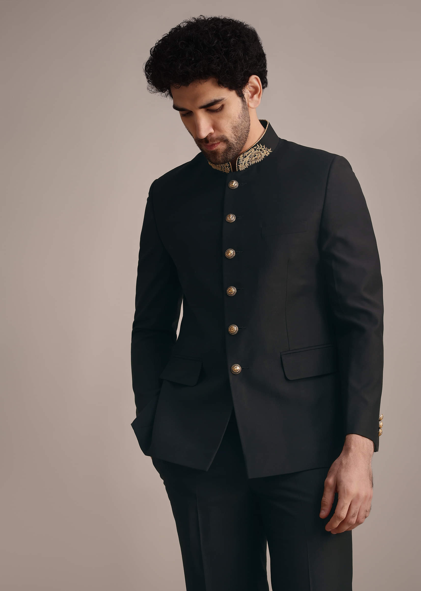 Jodhpuri Suit Side Button Buy Black Rayon Jodhpuri Suit With