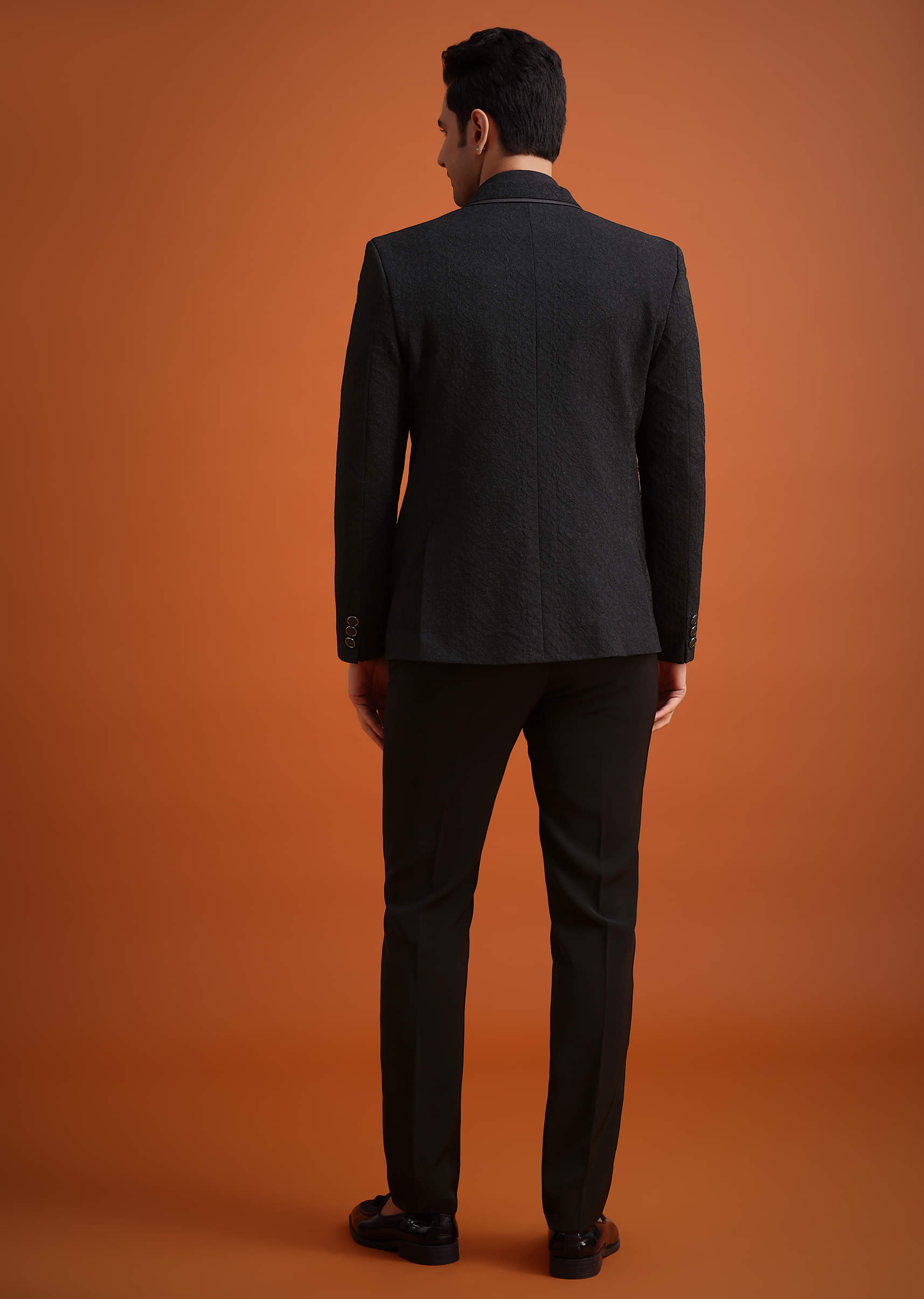 Buy Black Tuxedo Set With Pocket Square And Bow