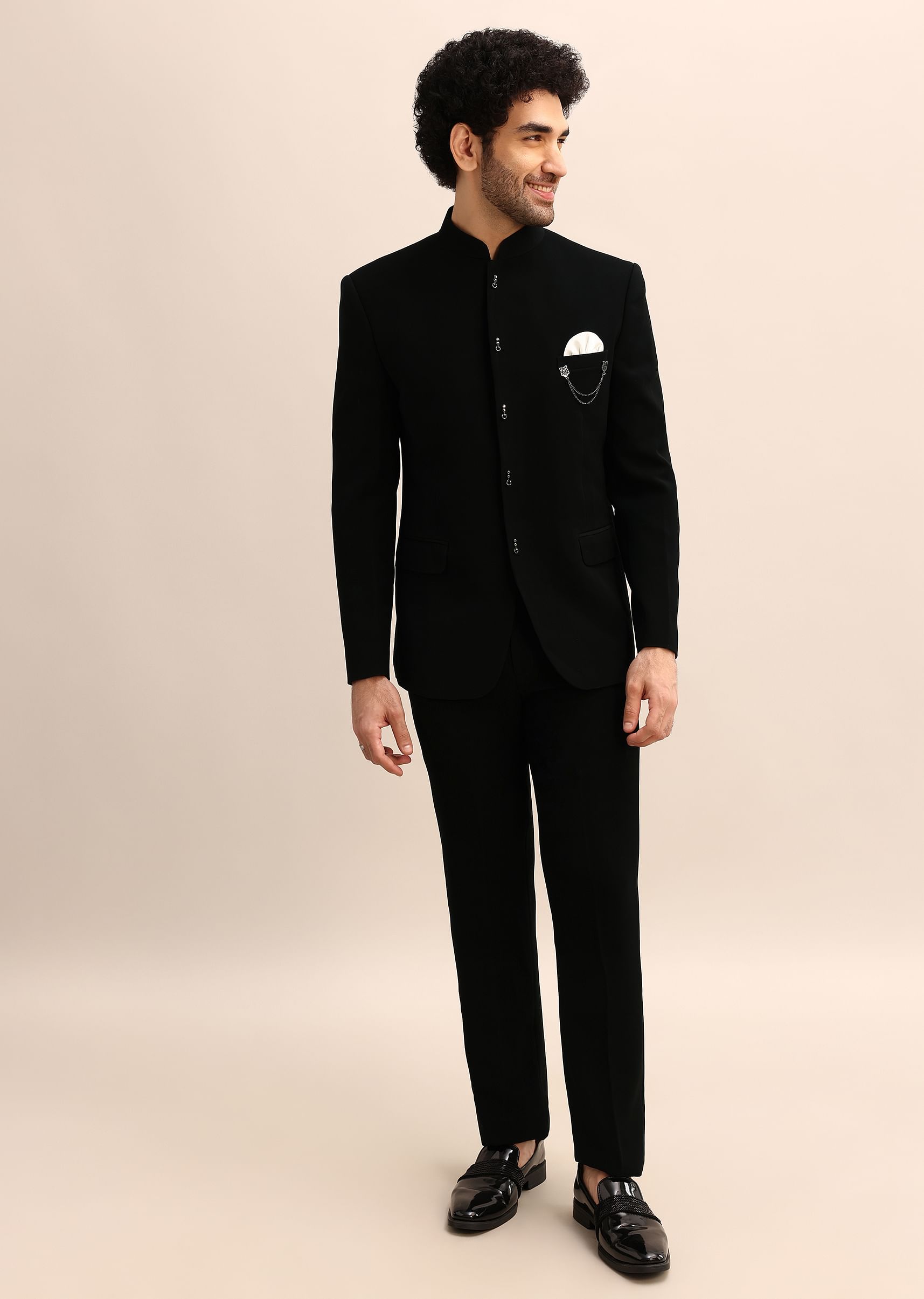 Black velvet trouser suit store
