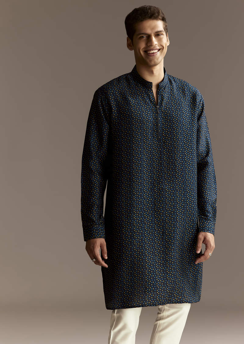 Blue Mirror Work Jacket Set