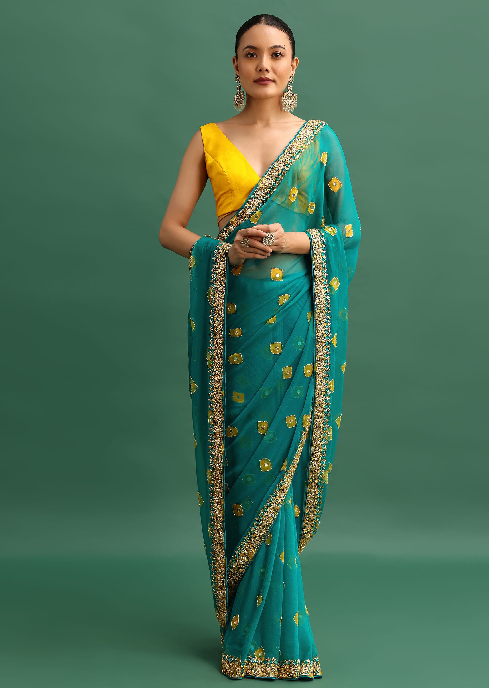 Chiffon bandhej saree clearance