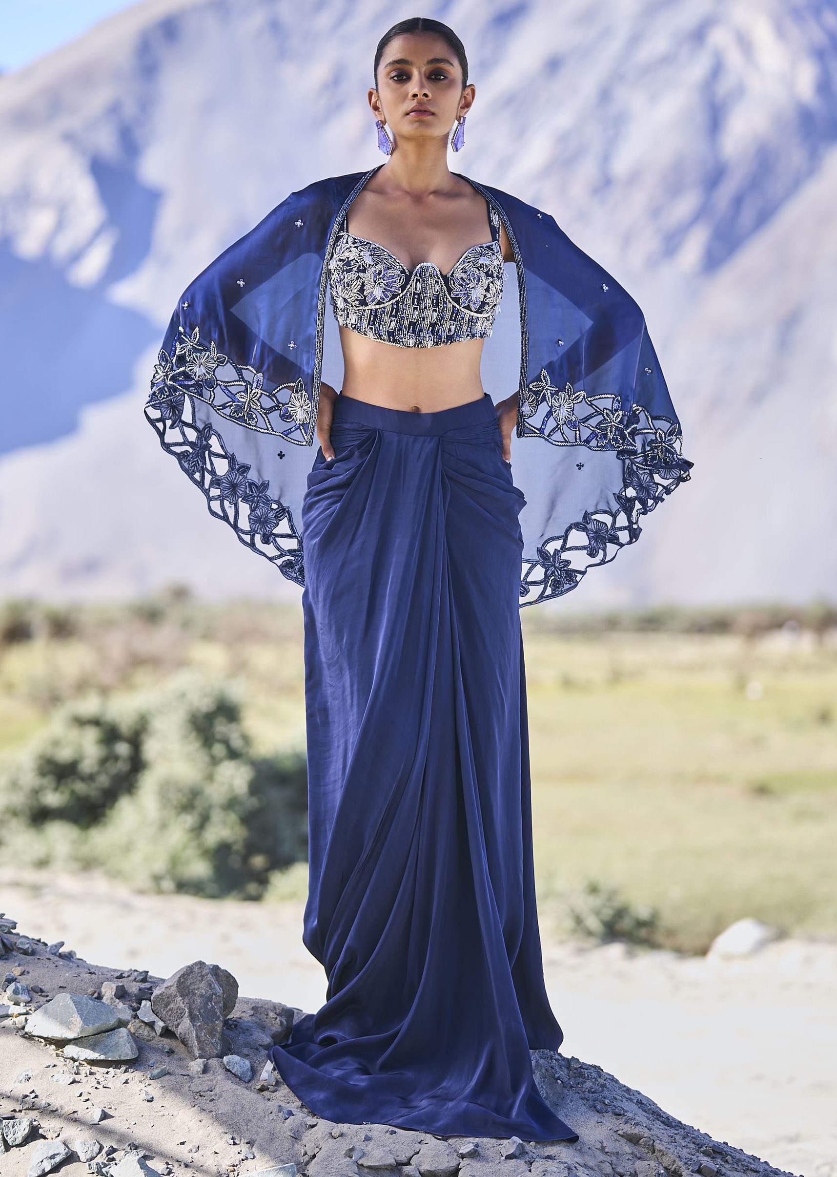 Embroidered skirt cape on sale
