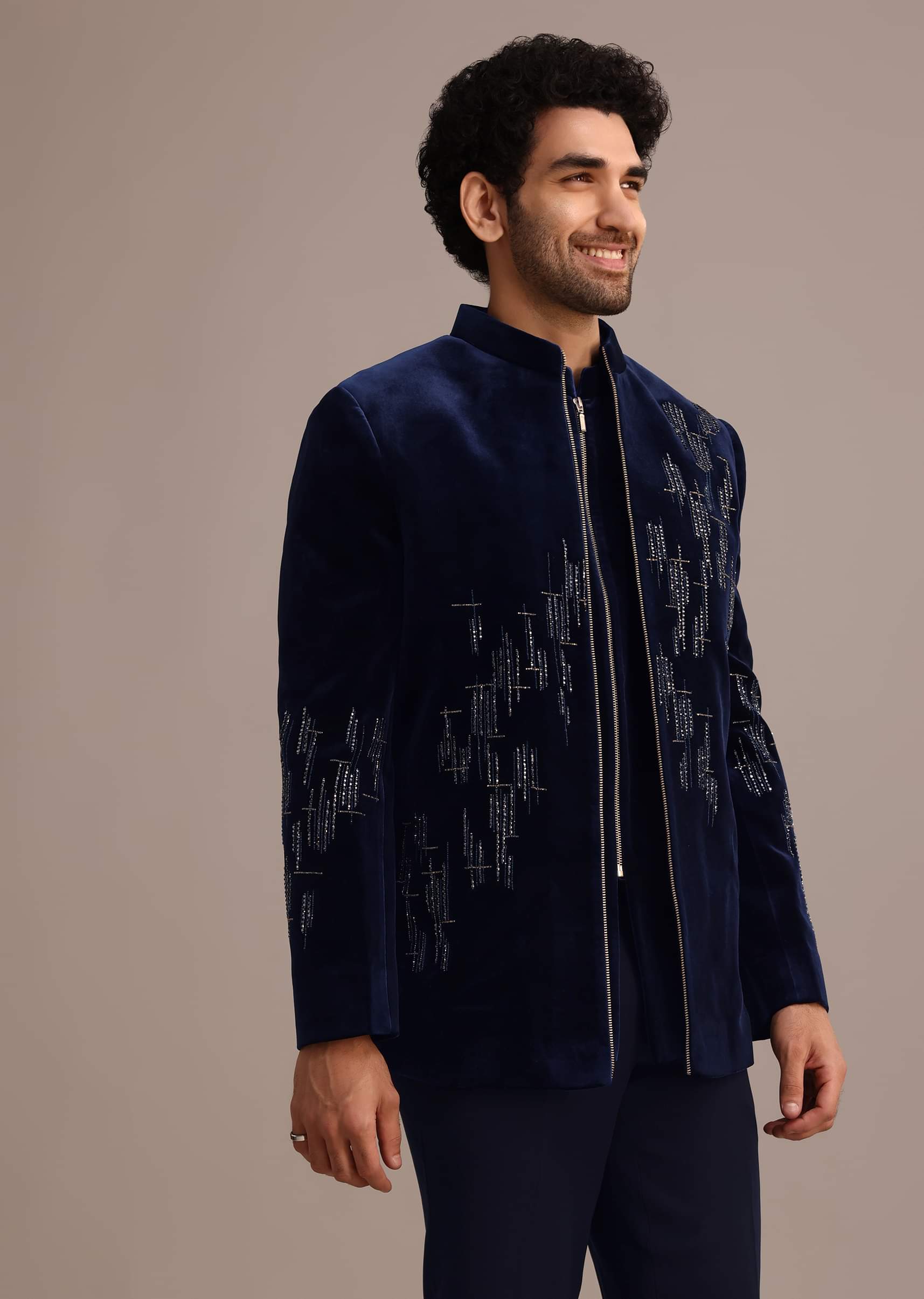 Solemn blue indo western hot sale