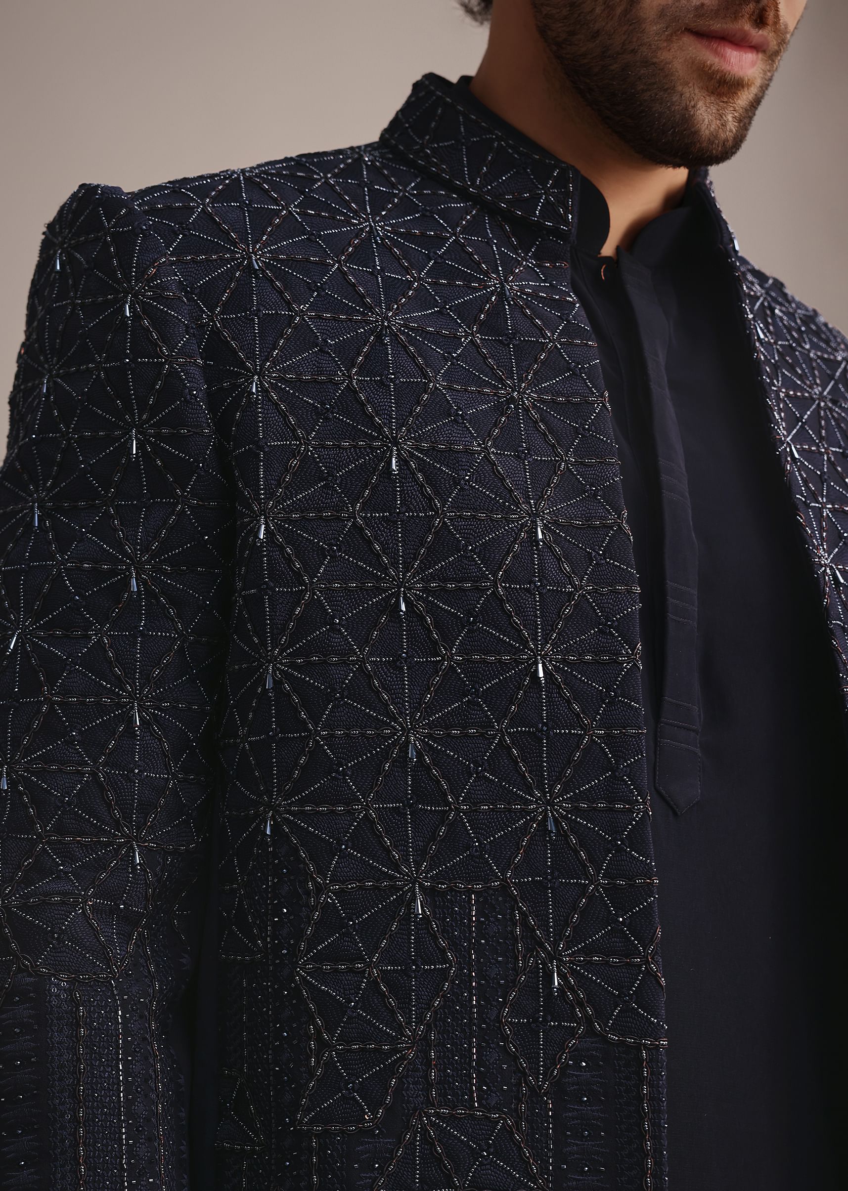 Buy Blue Hand Embroidered Jodhpuri Suit