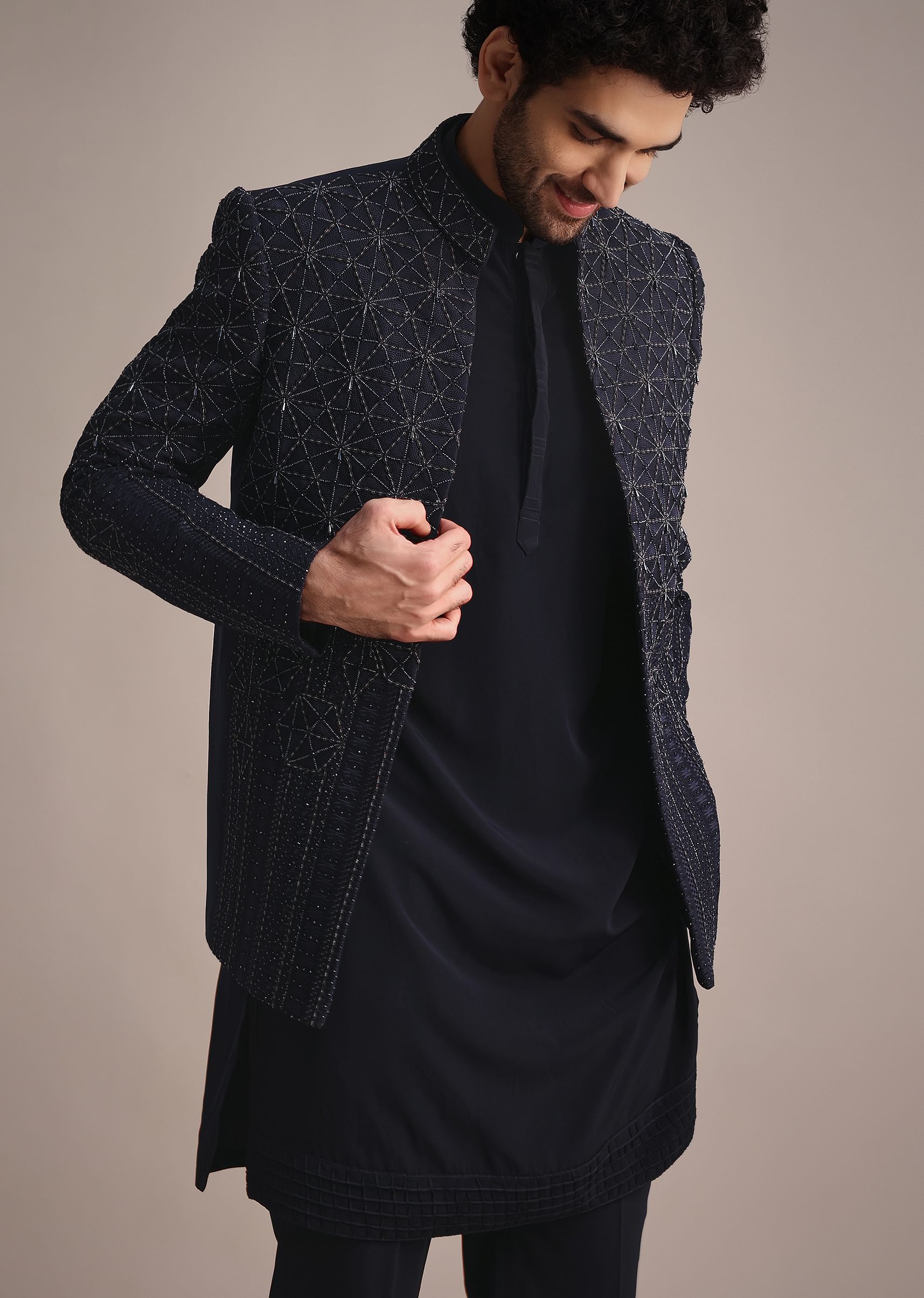 Buy Blue Hand Embroidered Jodhpuri Suit