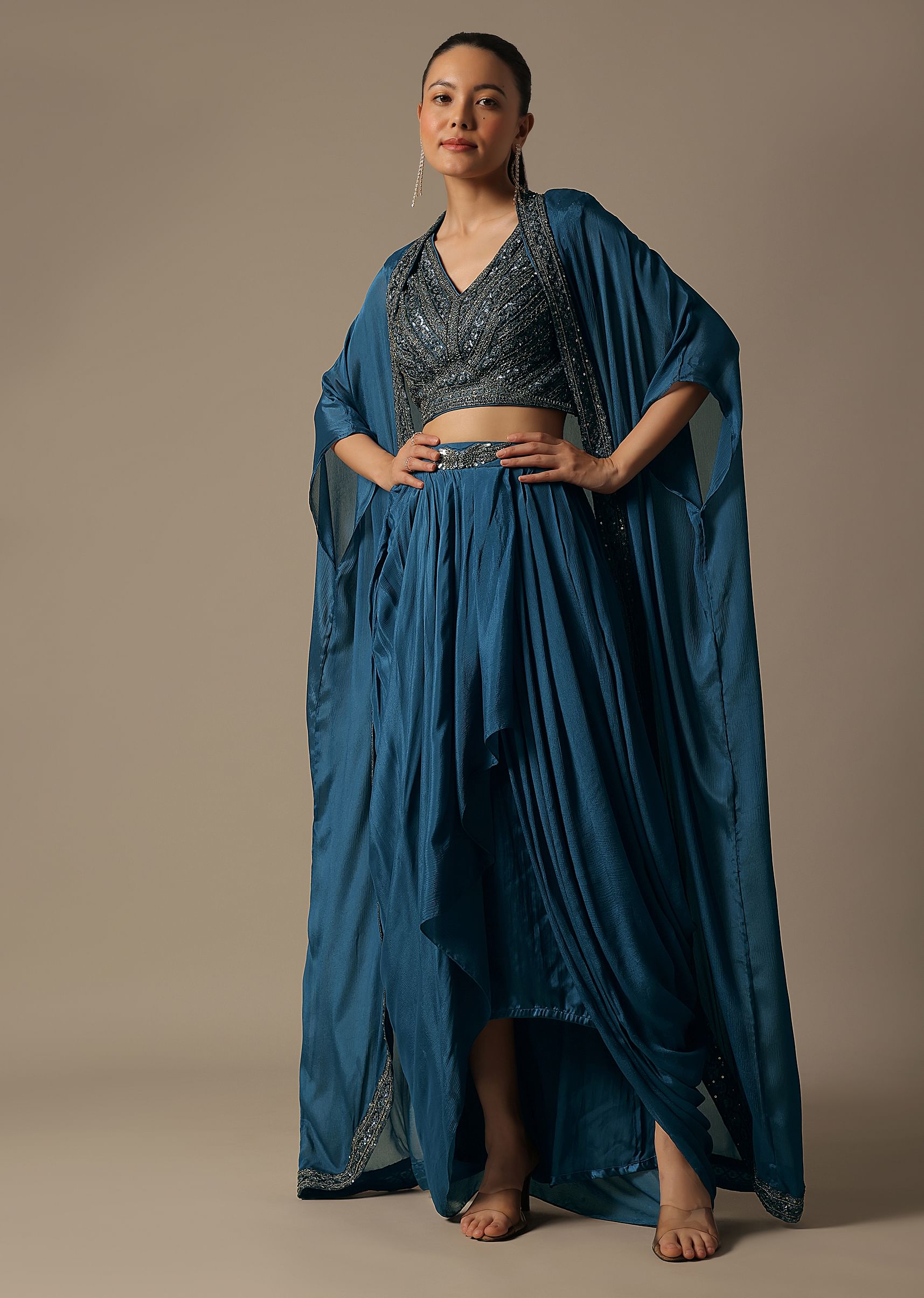 Buy Blue Indo Western Dhoti Set With Jacket