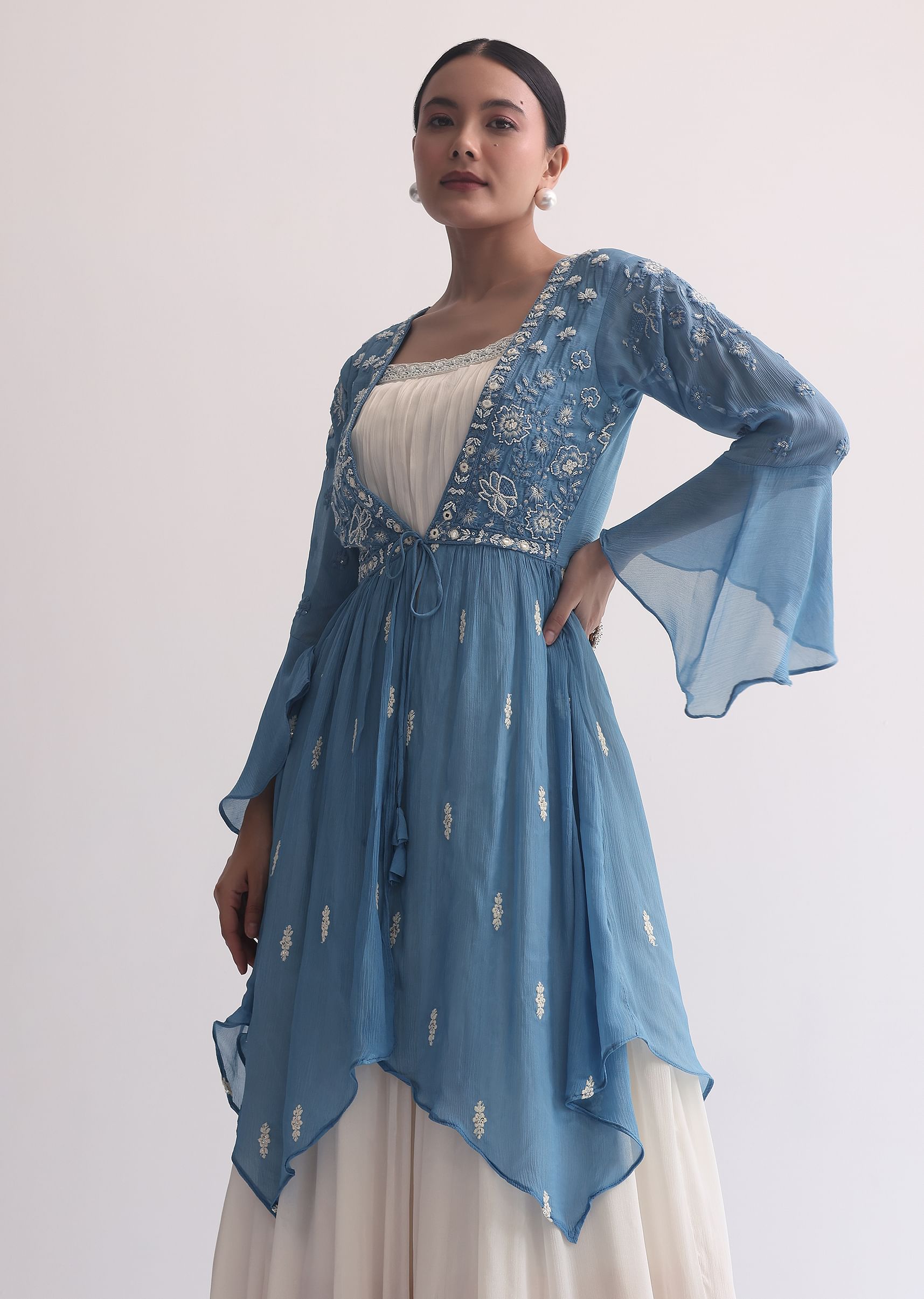 Blue peplum jacket discount