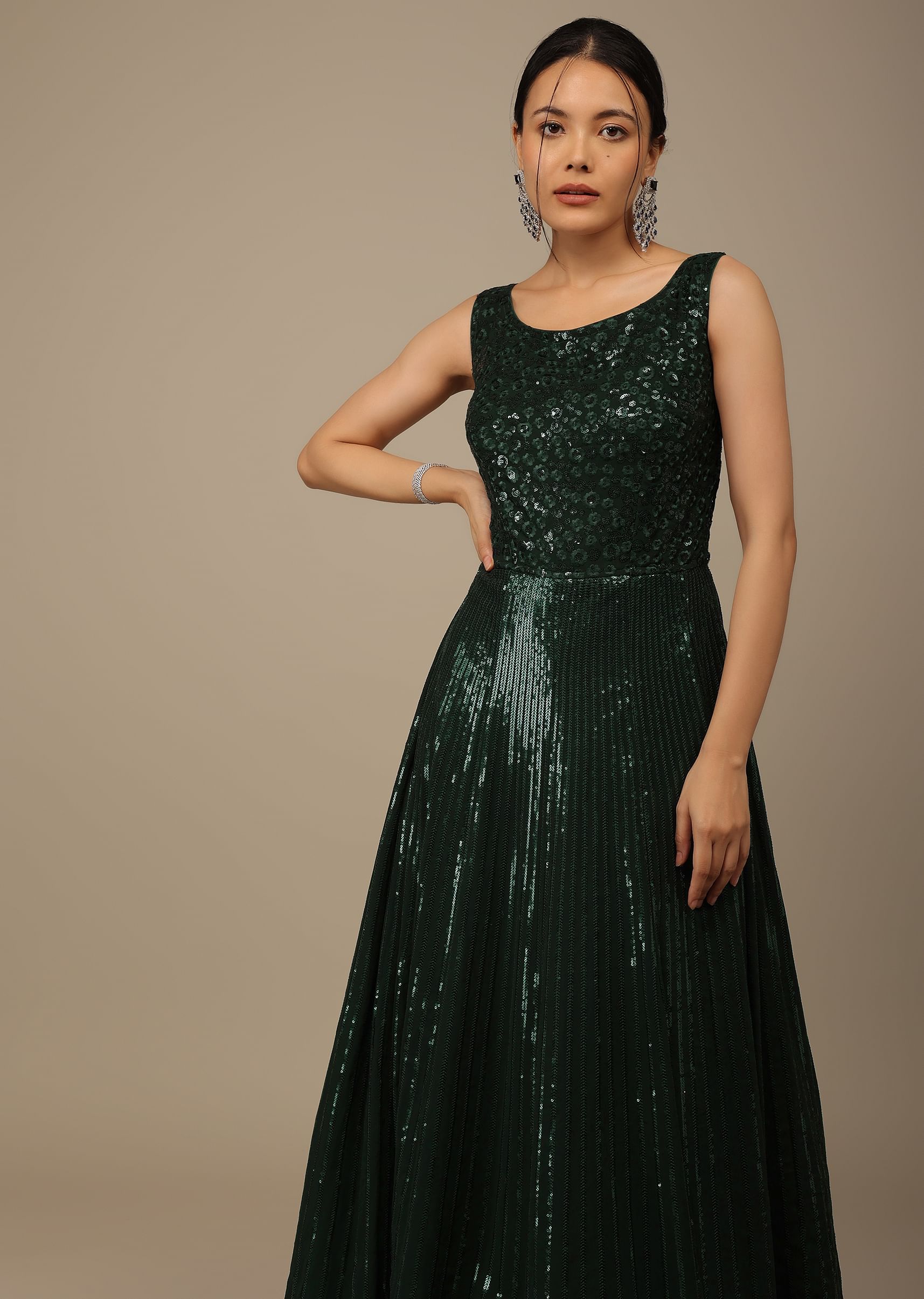 Bottle green evening gowns discount